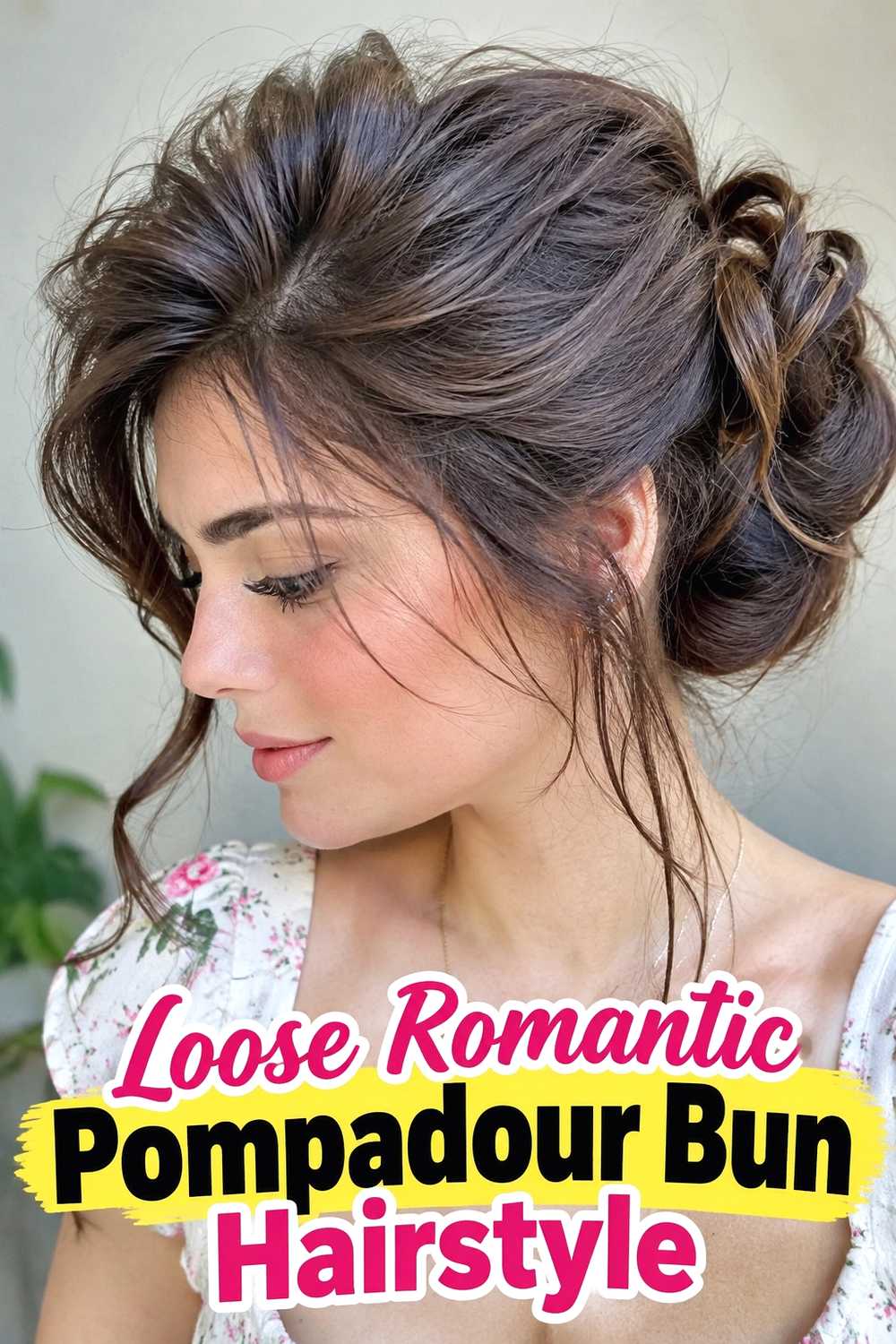 11. Loose Romantic Pompadour Bun Hairstyle
