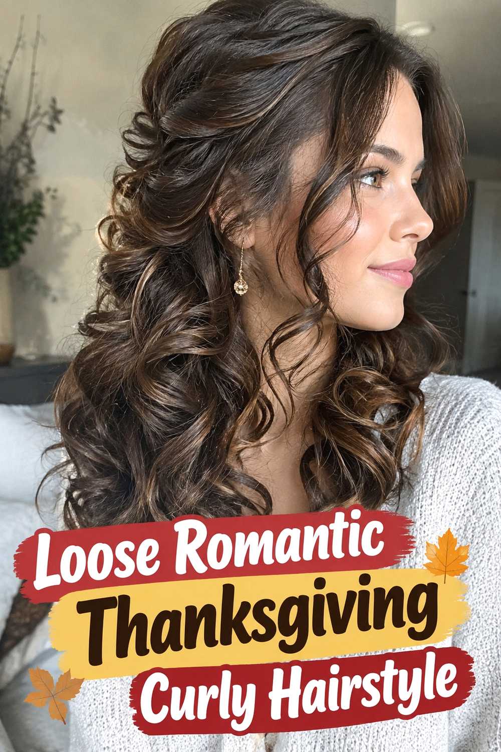 16. Loose Romantic Thanksgiving Curly Hairstyle