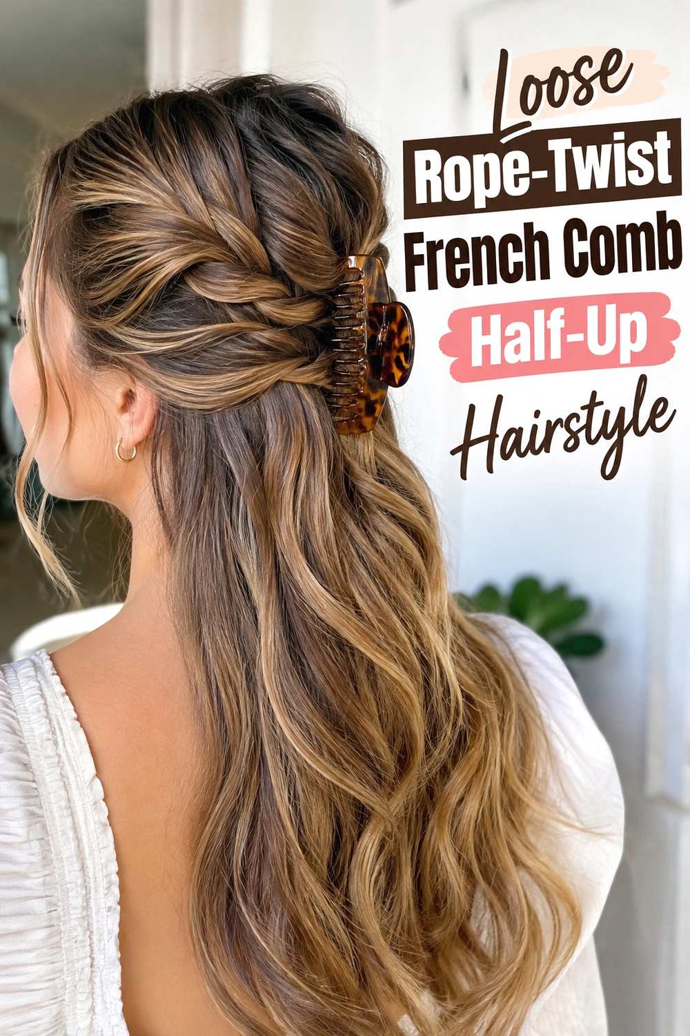6. Loose Rope Twist French Comb Half Up Hairstyle