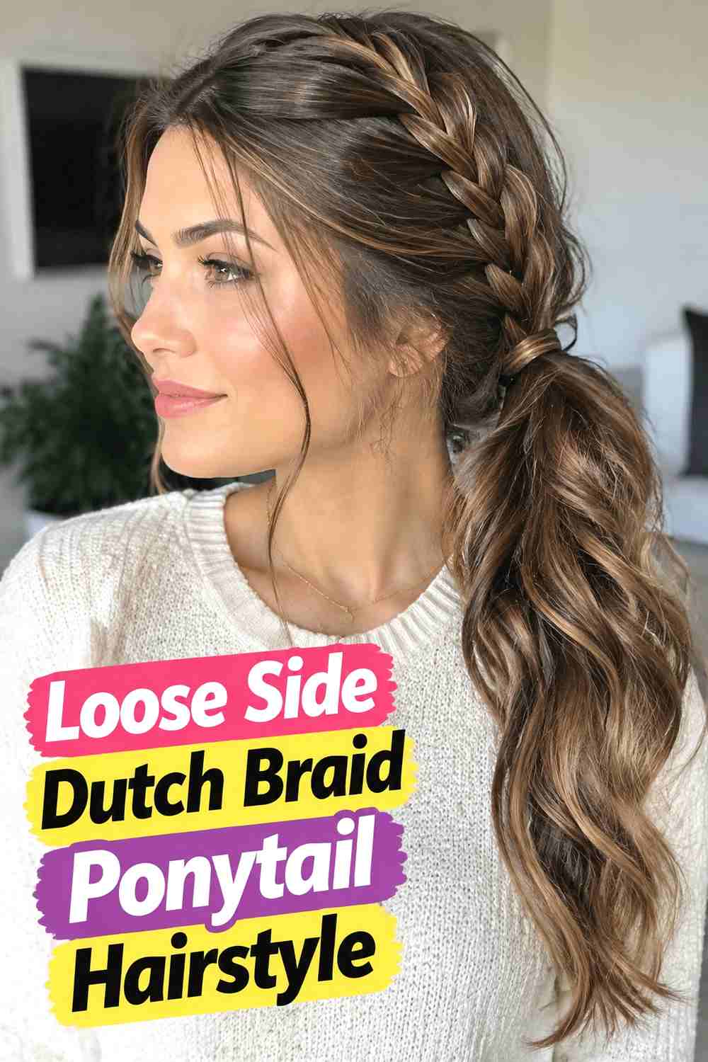 3. Loose Side Dutch Braid Ponytail Hairstyle