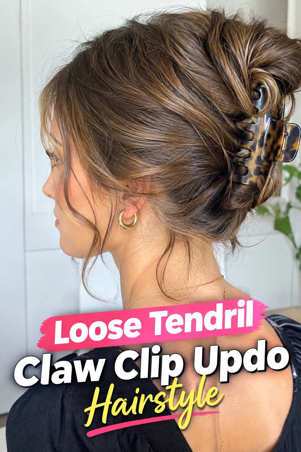 Loose Tendril Claw Clip Updo Hairstyle