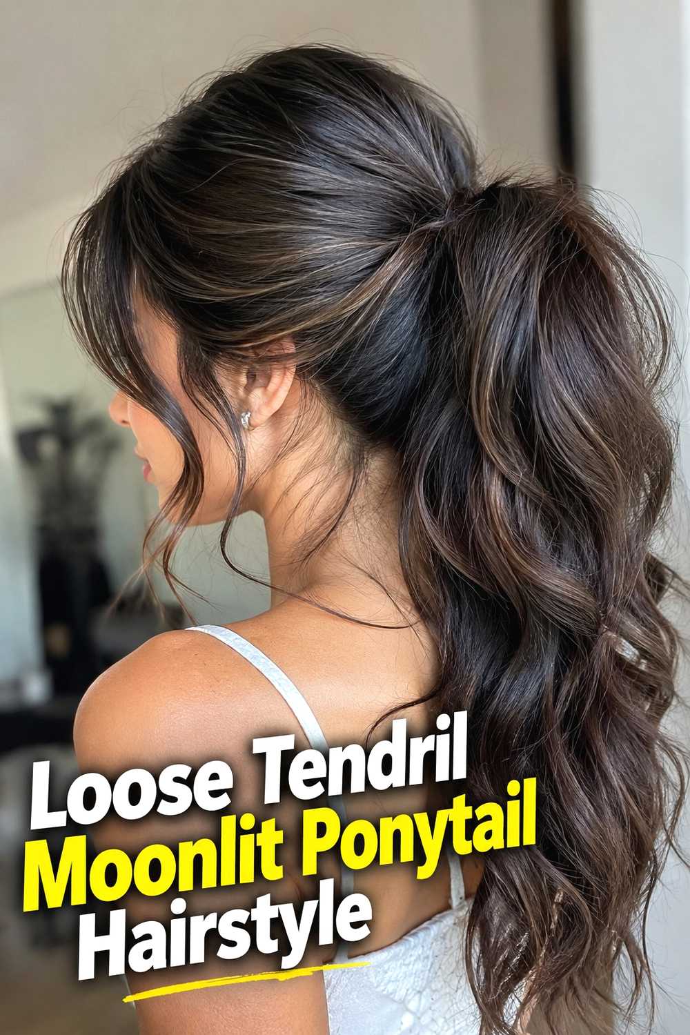 7. Loose Tendril Moonlit Ponytail Hairstyle