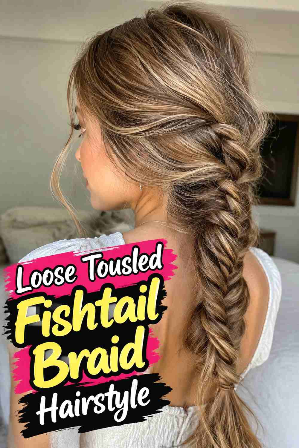 3. Loose Tousled Fishtail Braid Hairstyle