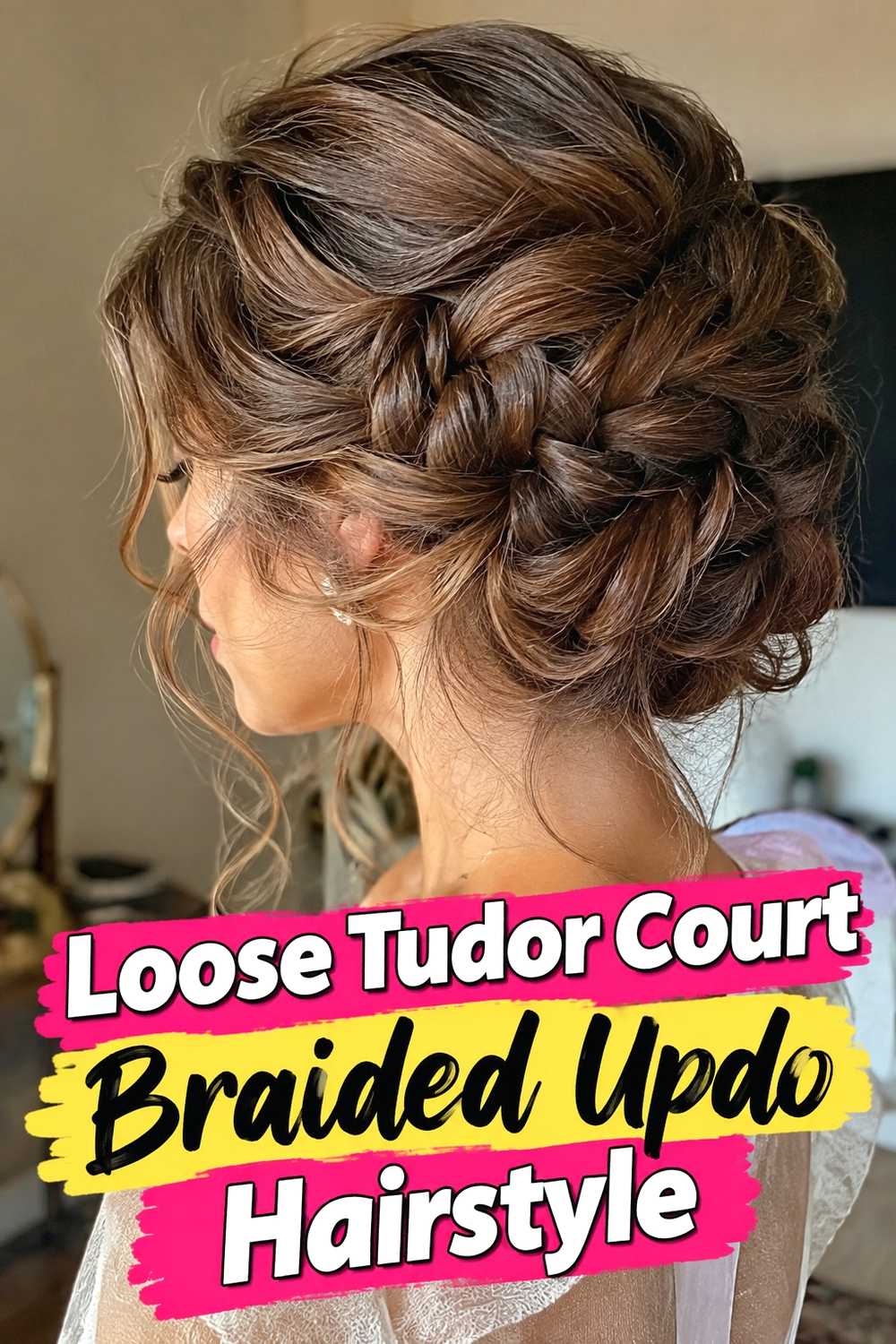 15. Loose Tudor Court Braided Updo Hairstyle