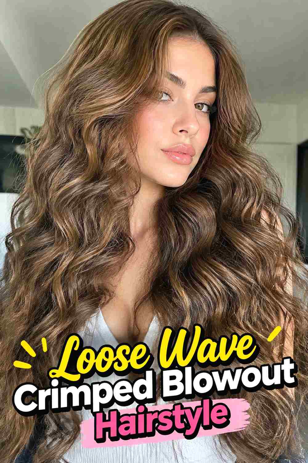 9. Loose Wave Crimped Blowout Hairstyle