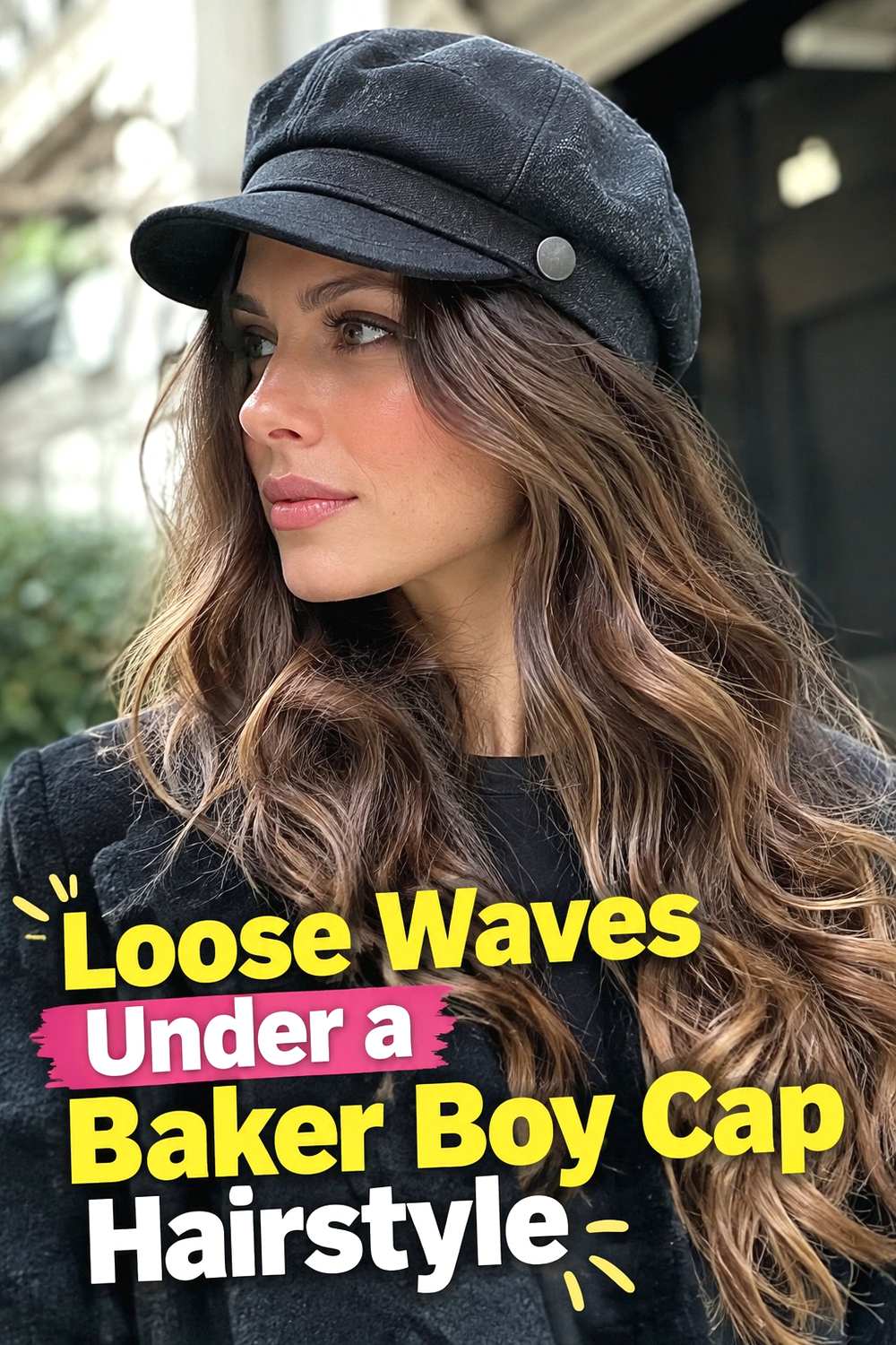 1. Loose Waves Under A Baker Boy Cap Hairstyle