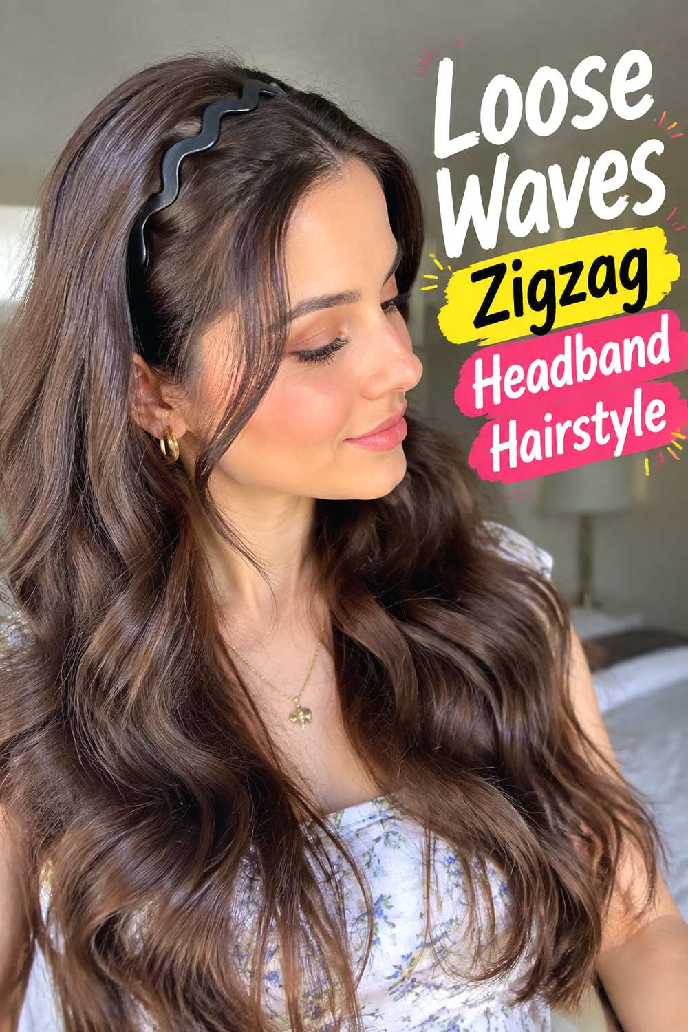Loose Waves Zigzag Headband Hairstyle