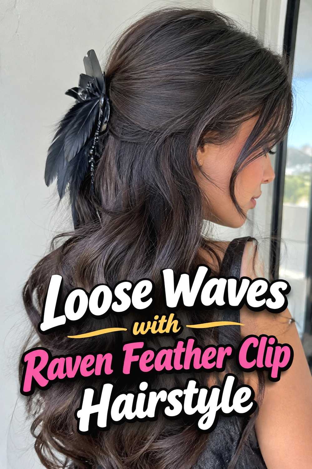 1. Loose Waves With Raven Feather Clip Hairstyle