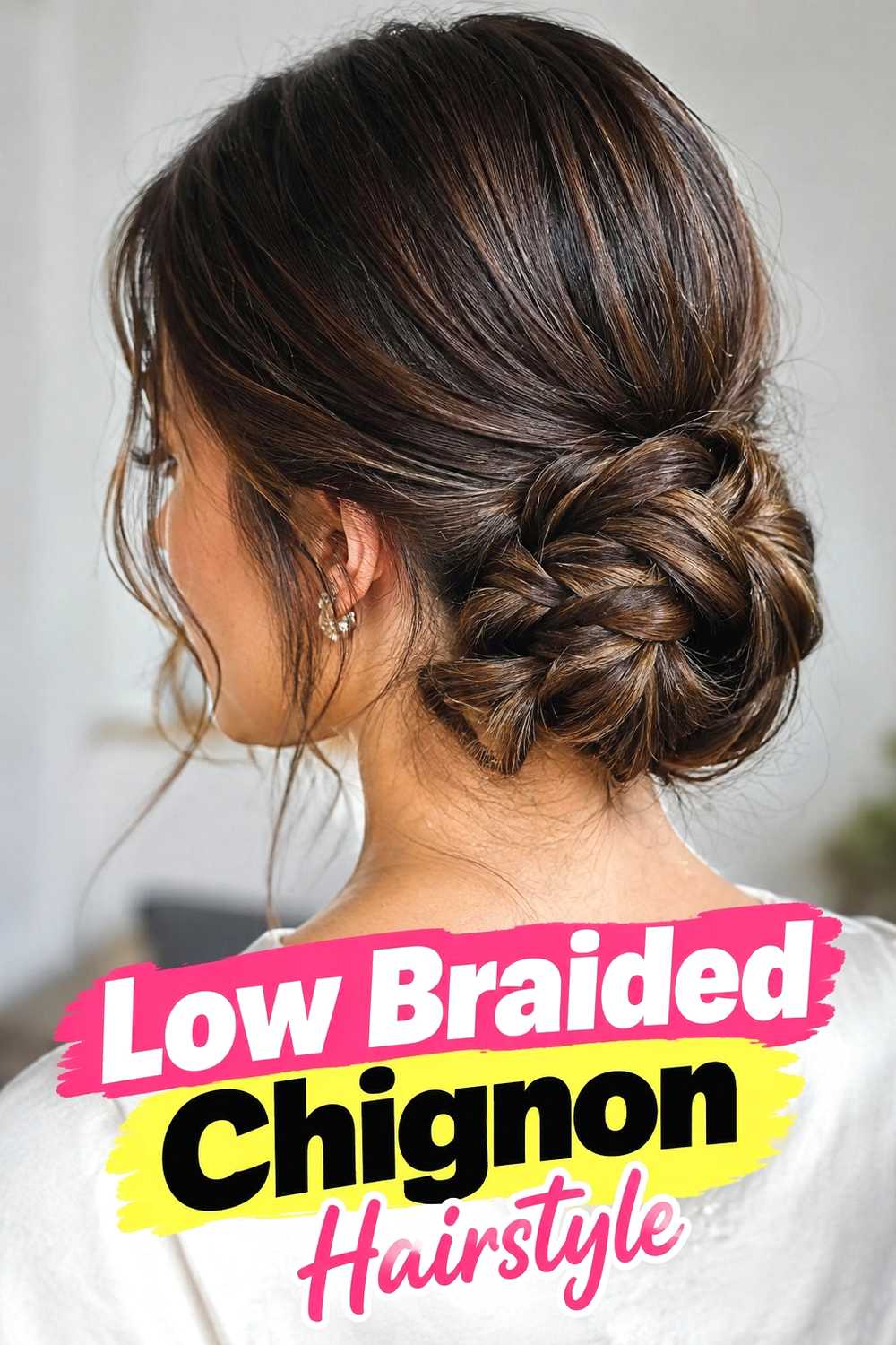 6. Low Braided Chignon Hairstyle