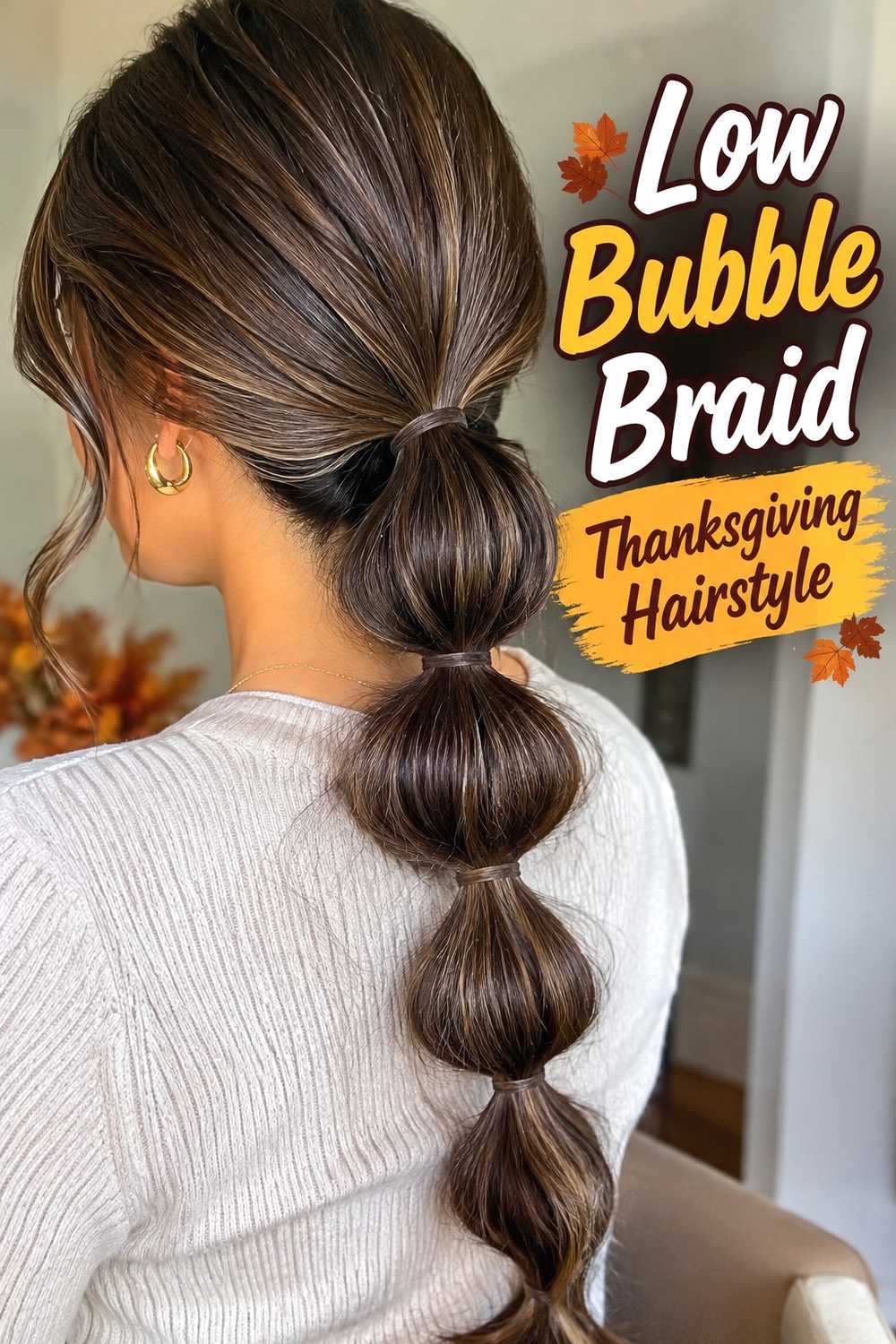 8. Low Bubble Braid Thanksgiving Hairstyle