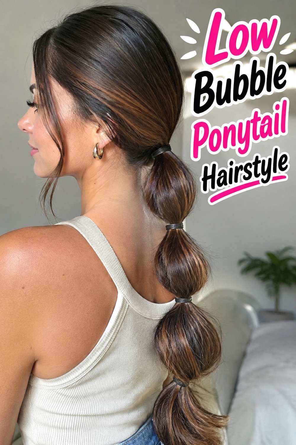 7. Low Bubble Ponytail Hairstyle