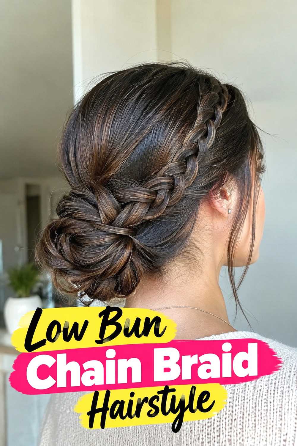 14. Low Bun Chain Braid Hairstyle
