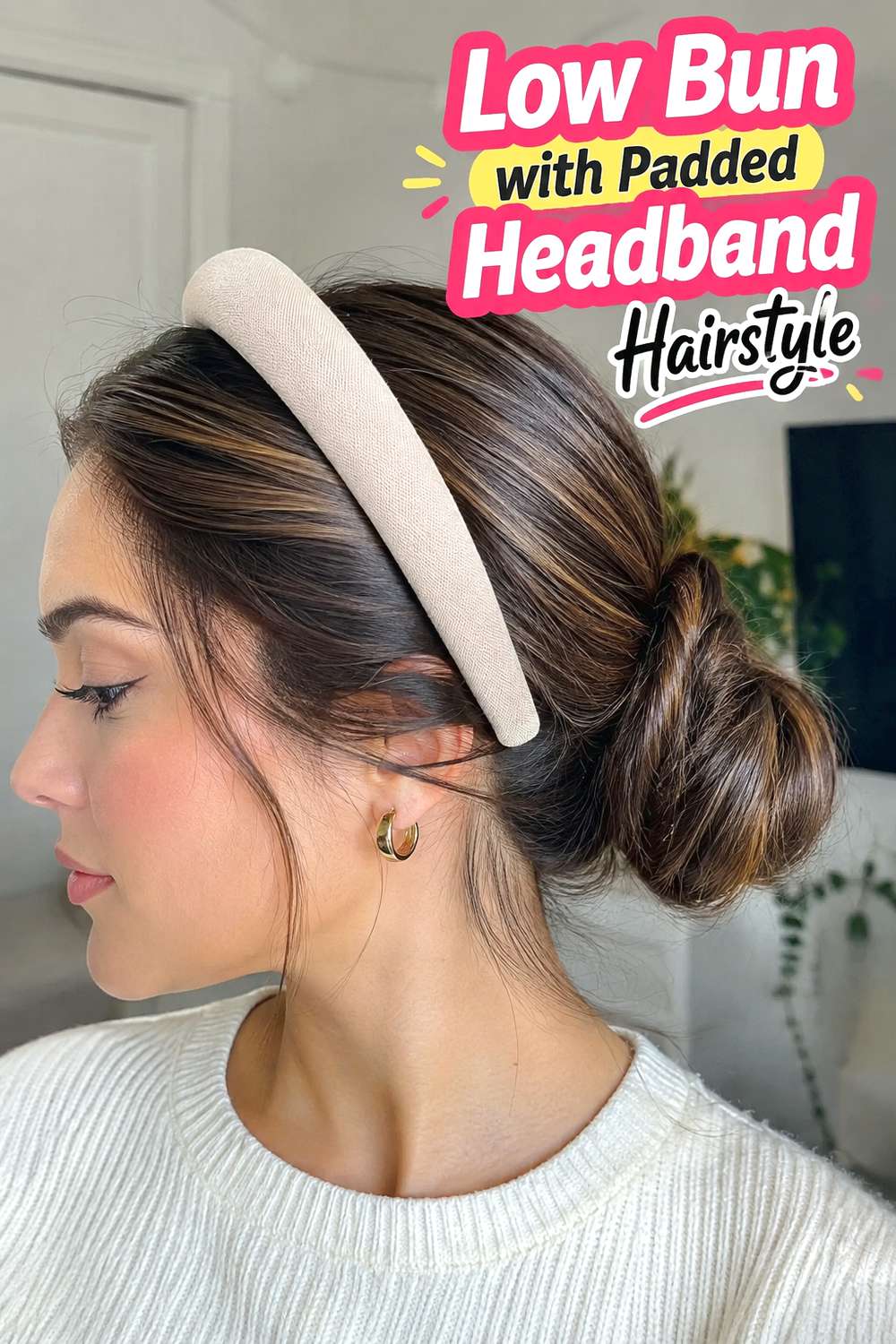 Low Bun with Padded Headband Hairstyle
