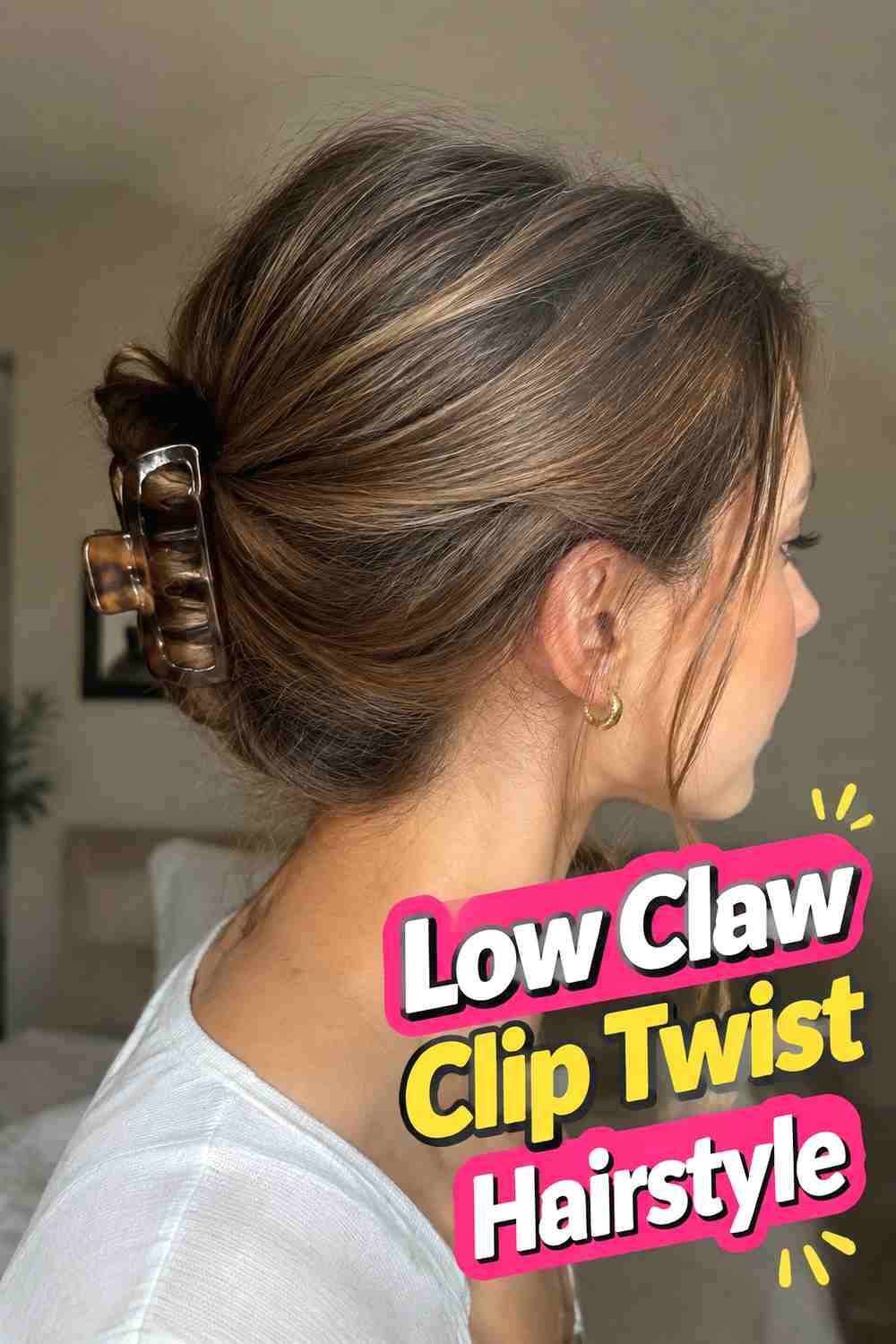 8. Low Claw Clip Twist Hairstyle