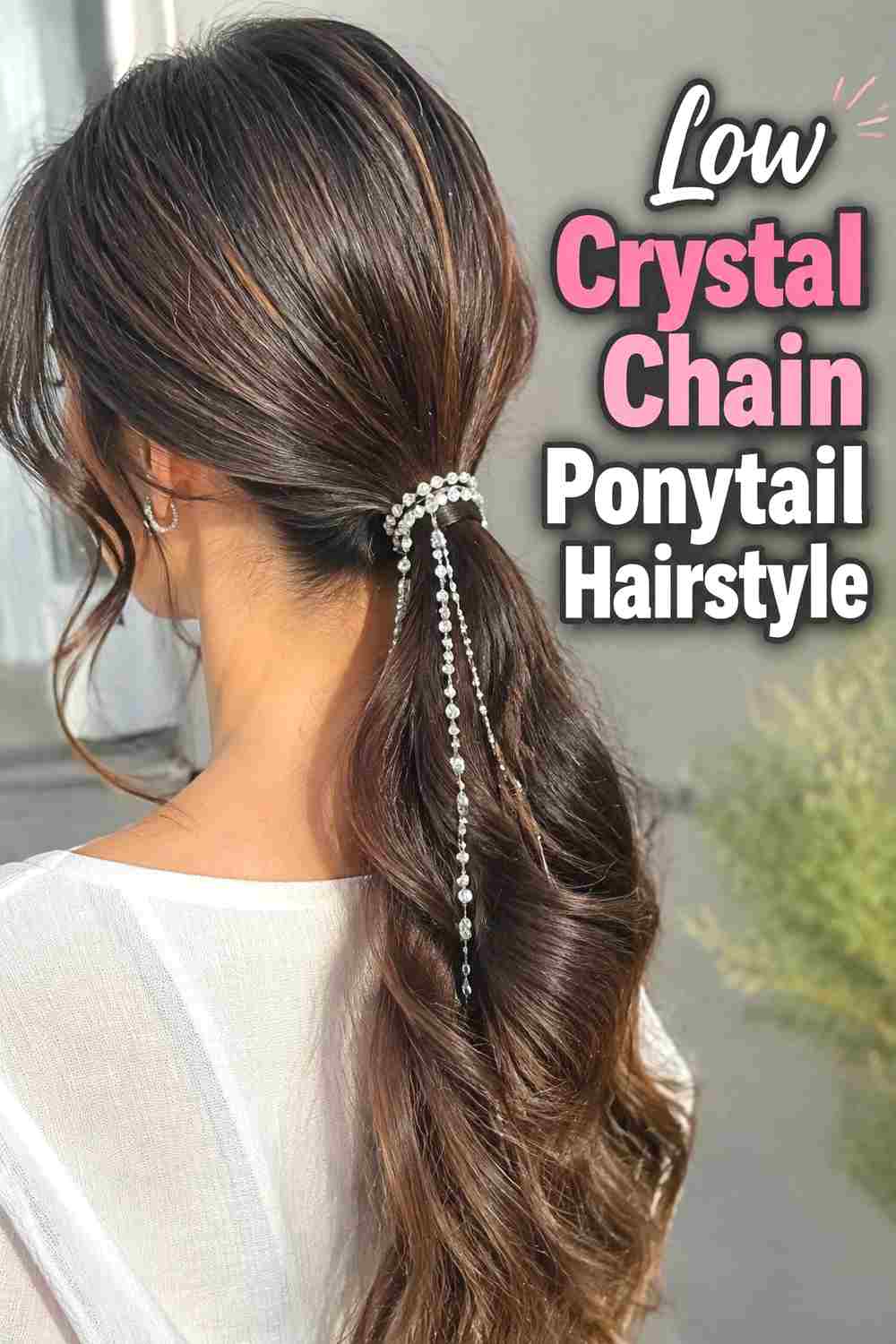 3. Low Crystal Chain Ponytail Hairstyle