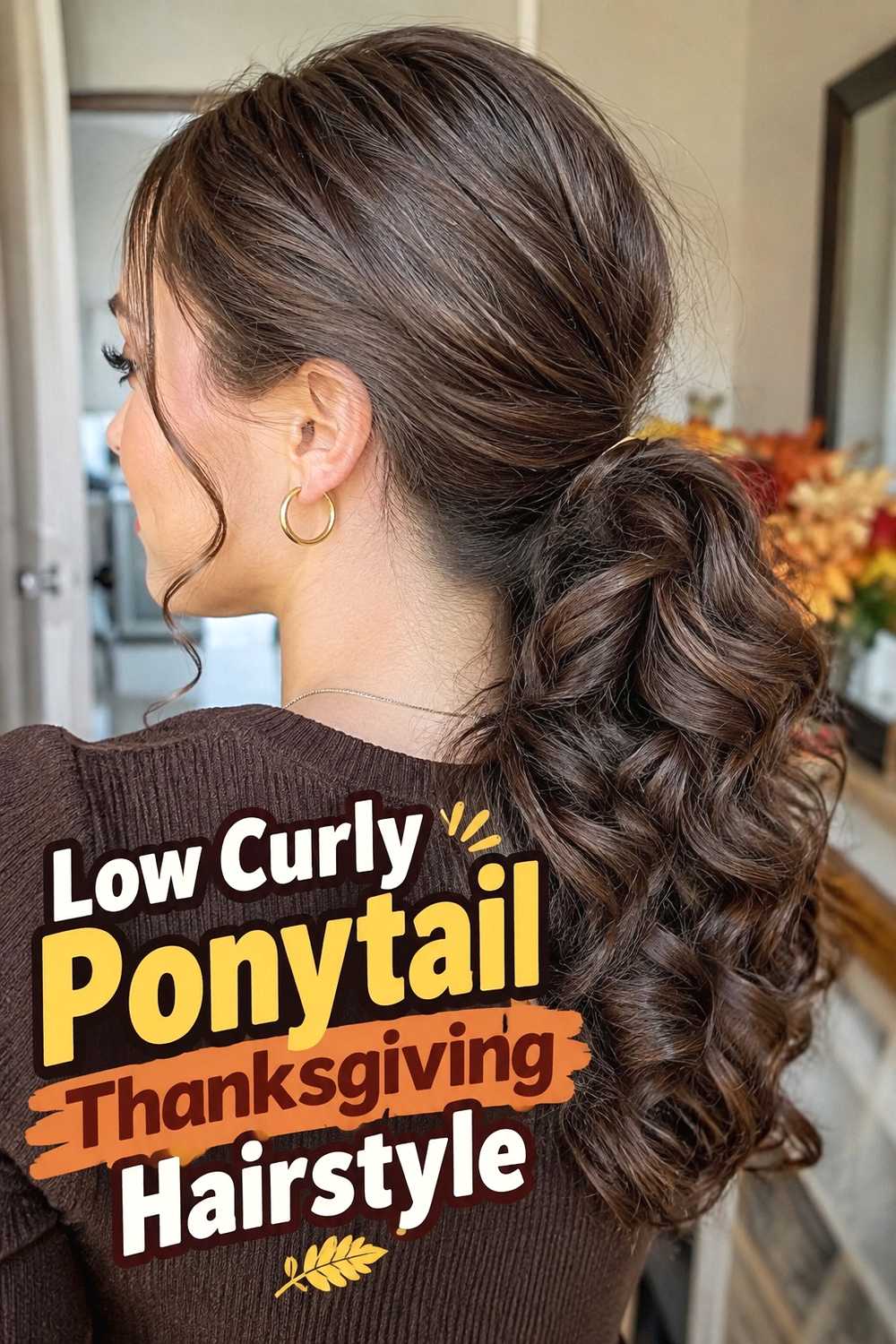 5. Low Curly Ponytail Thanksgiving Hairstyle
