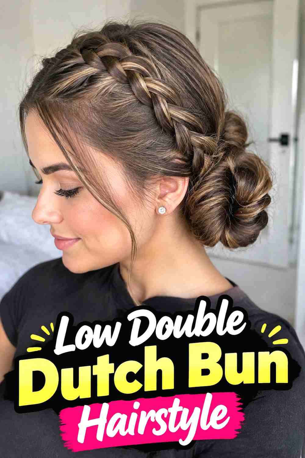 2. Low Double Dutch Bun Hairstyle