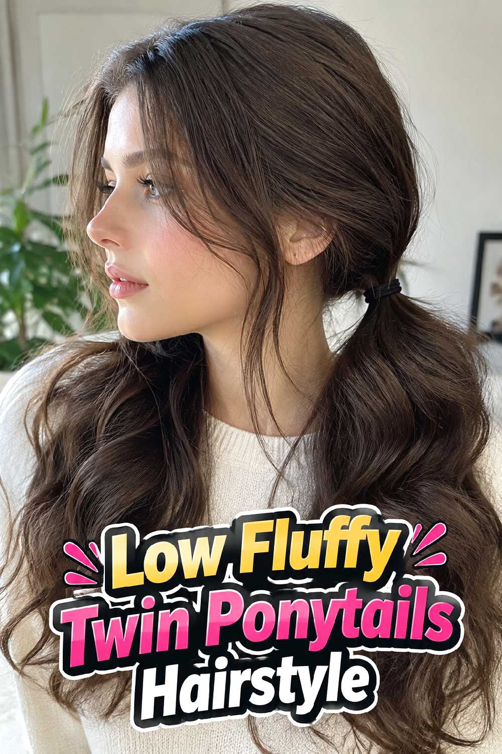 Low Fluffy Twin Ponytails Hairstyle