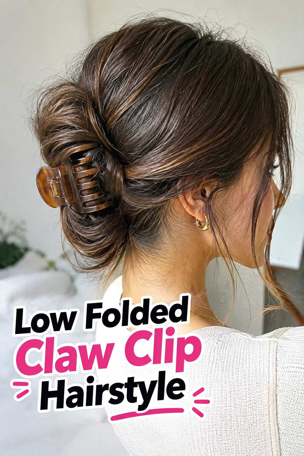 Low Folded Claw Clip Hairstyle