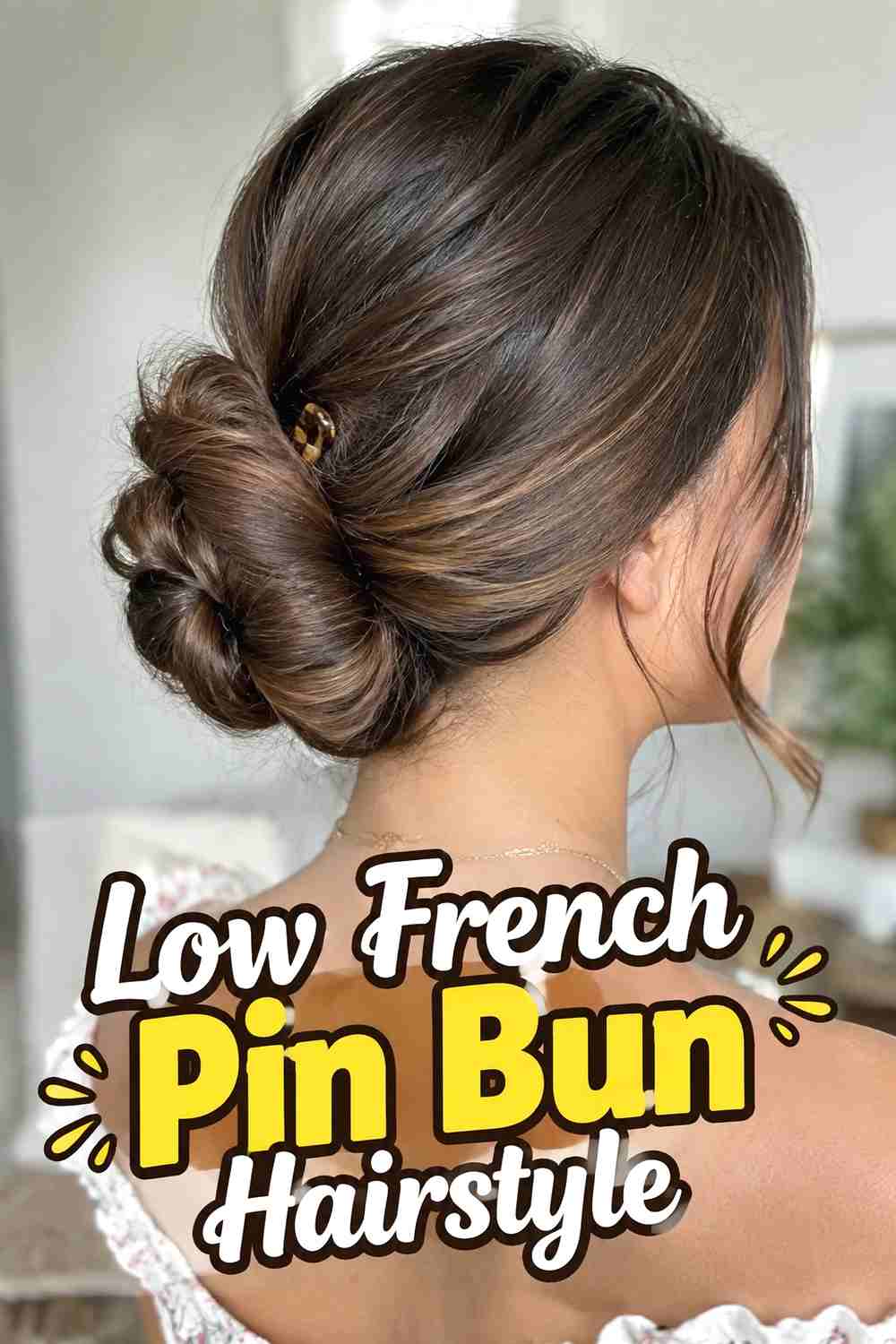 2. Low French Pin Bun Hairstyle