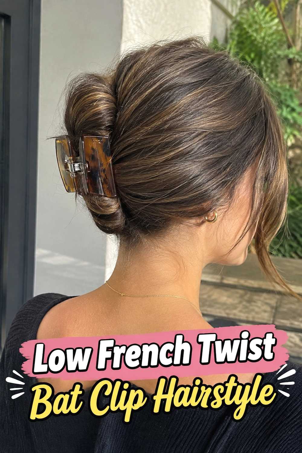 9. Low French Twist Bat Clip Hairstyle