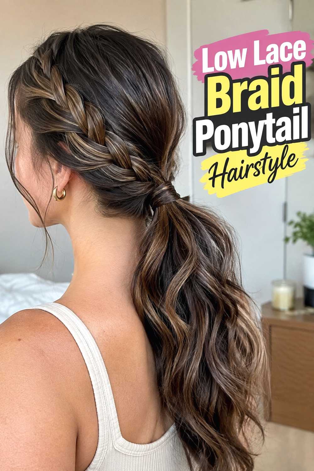 3. Low Lace Braid Ponytail Hairstyle