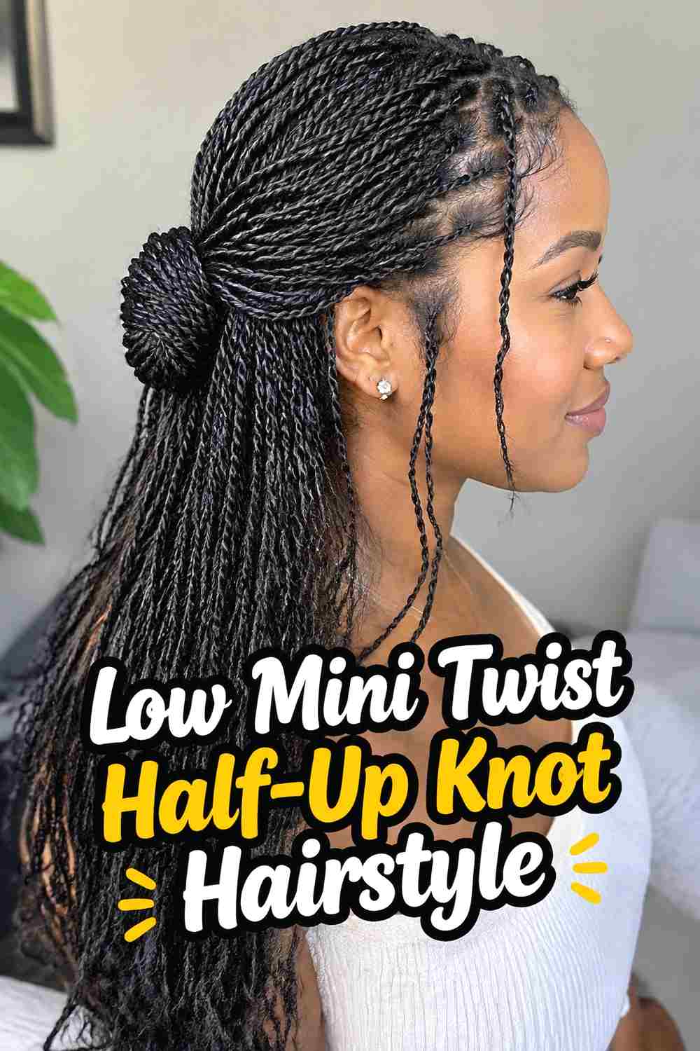 14. Low Mini Twist Half Up Knot Hairstyle