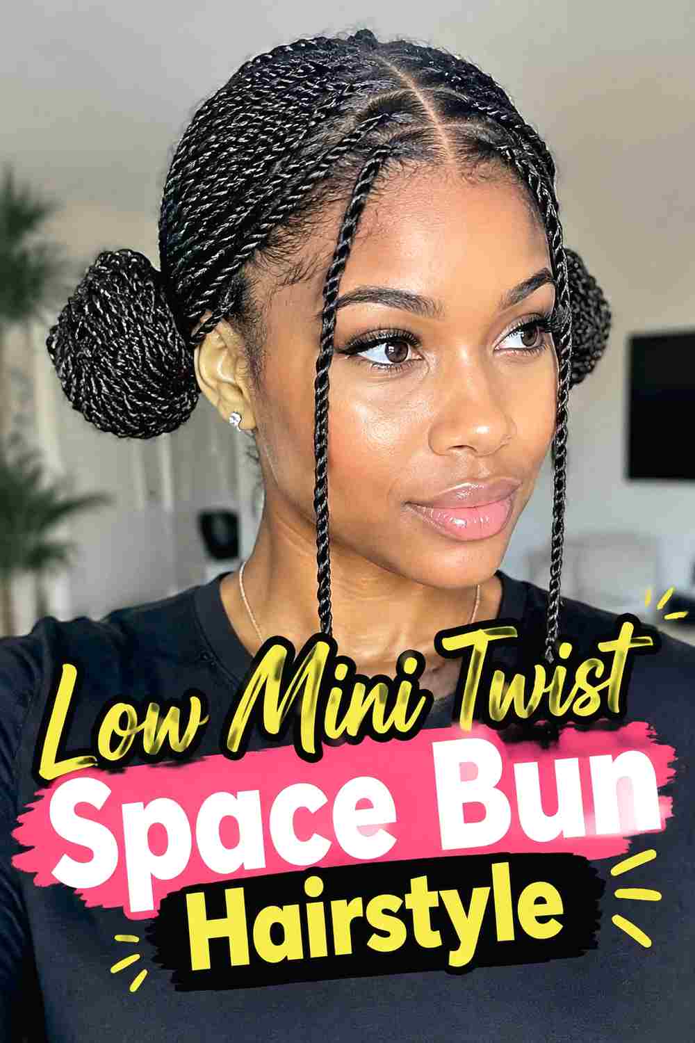 3. Low Mini Twist Space Bun Hairstyle