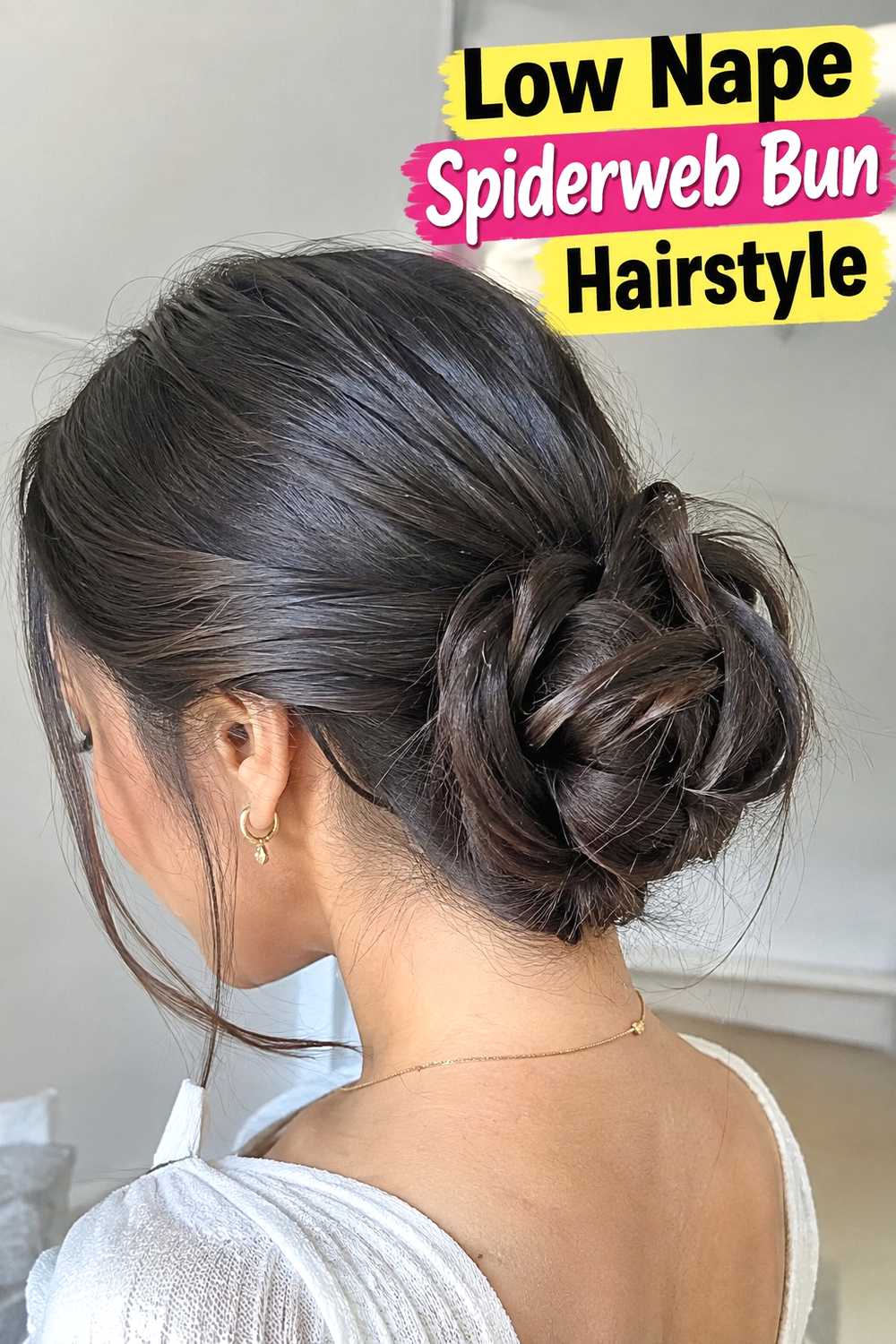 3. Low Nape Spiderweb Bun Hairstyle