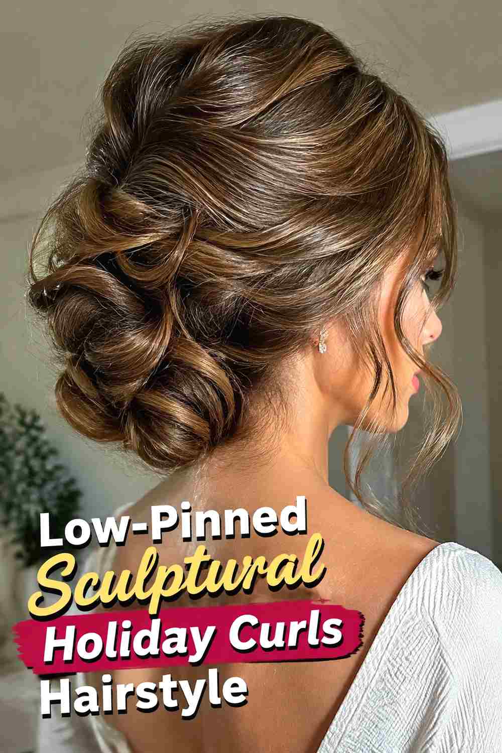 6. Low Pinned Sculptural Holiday Curls Hairstyle