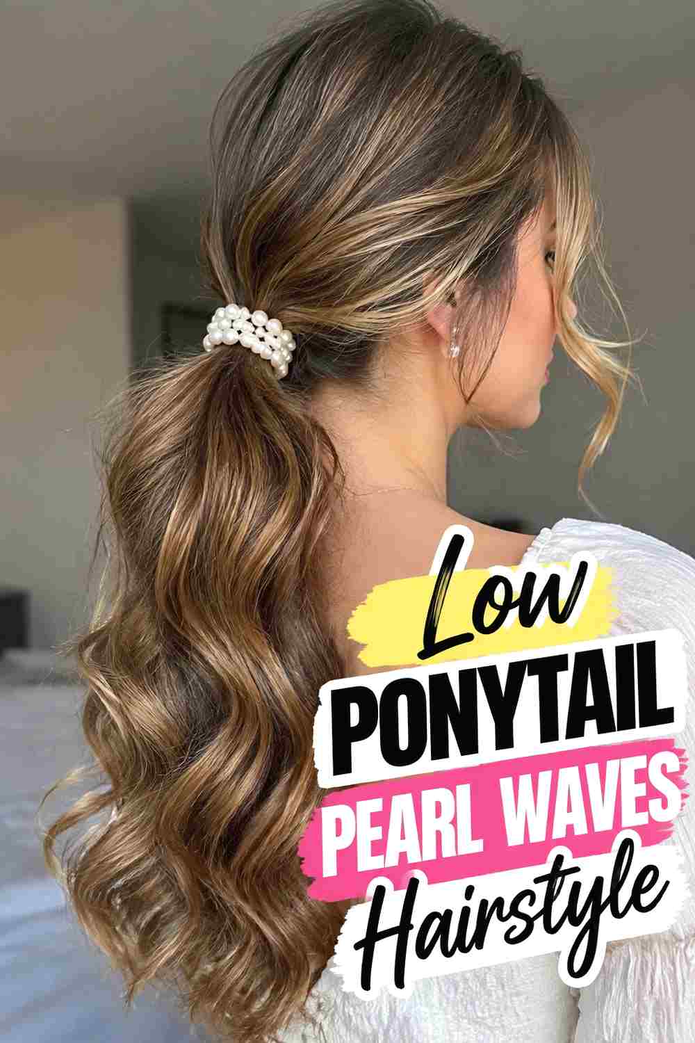 11. Low Ponytail Pearl Waves Hairstyle