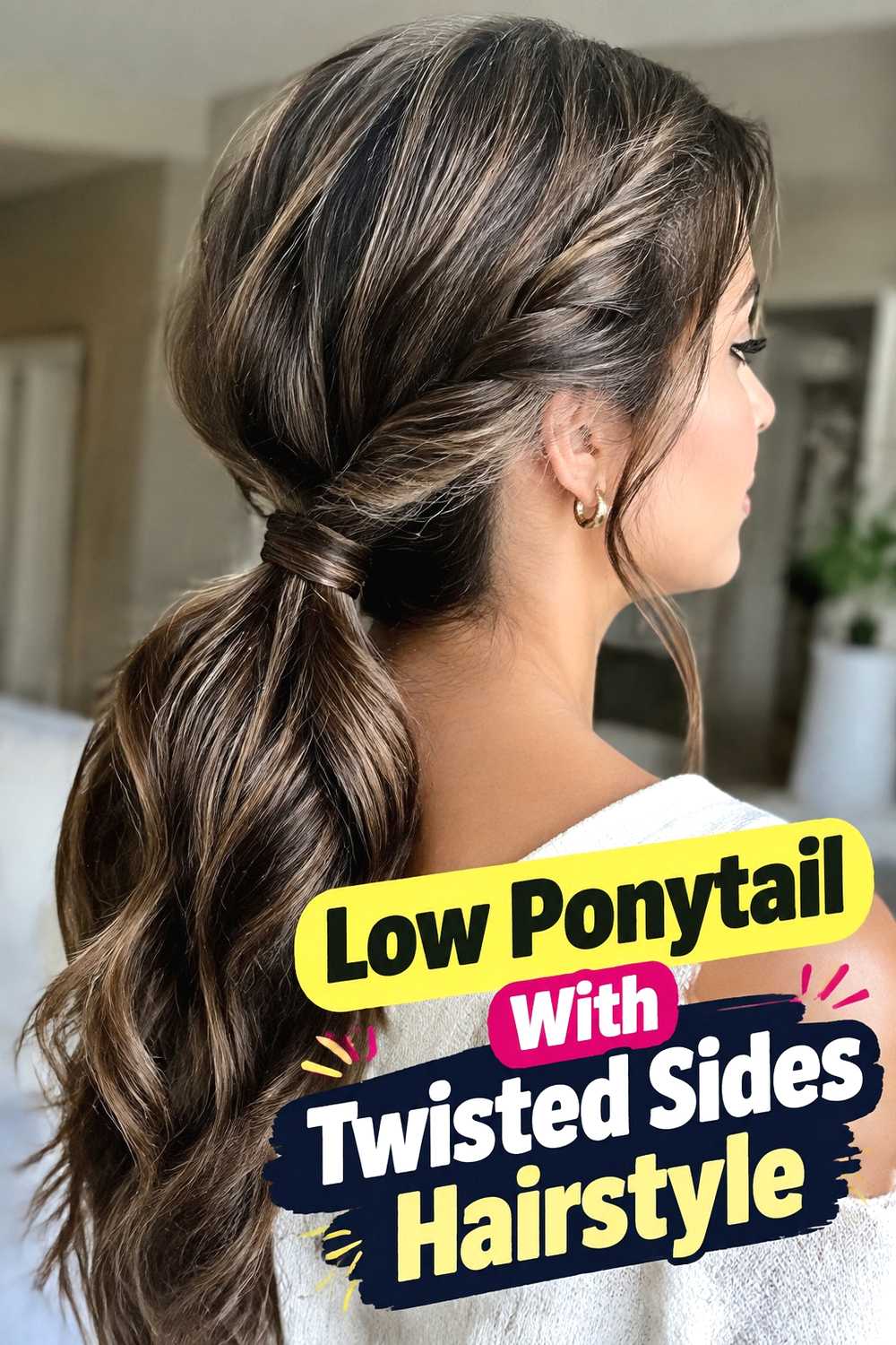 11. Low Ponytail With Twisted Sides Hairstyle