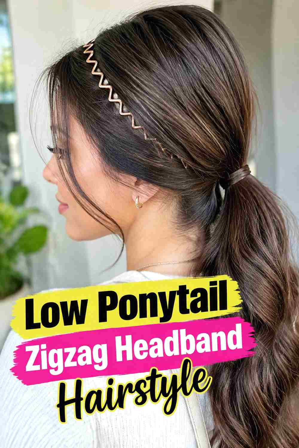 5. Low Ponytail Zigzag Headband Hairstyle