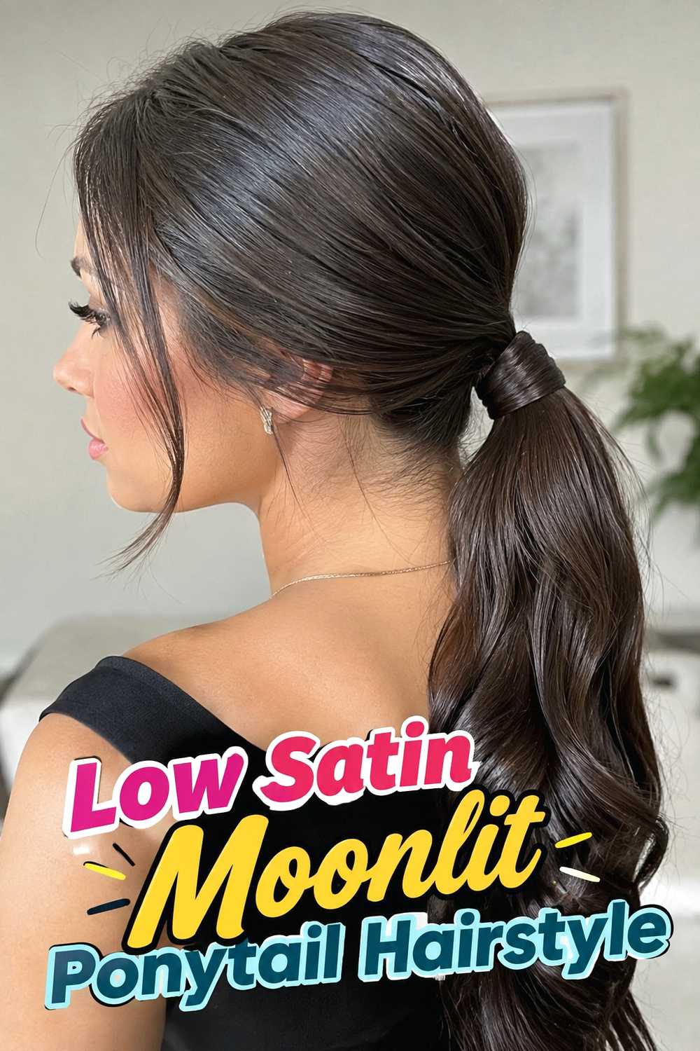 4. Low Satin Moonlit Ponytail Hairstyle