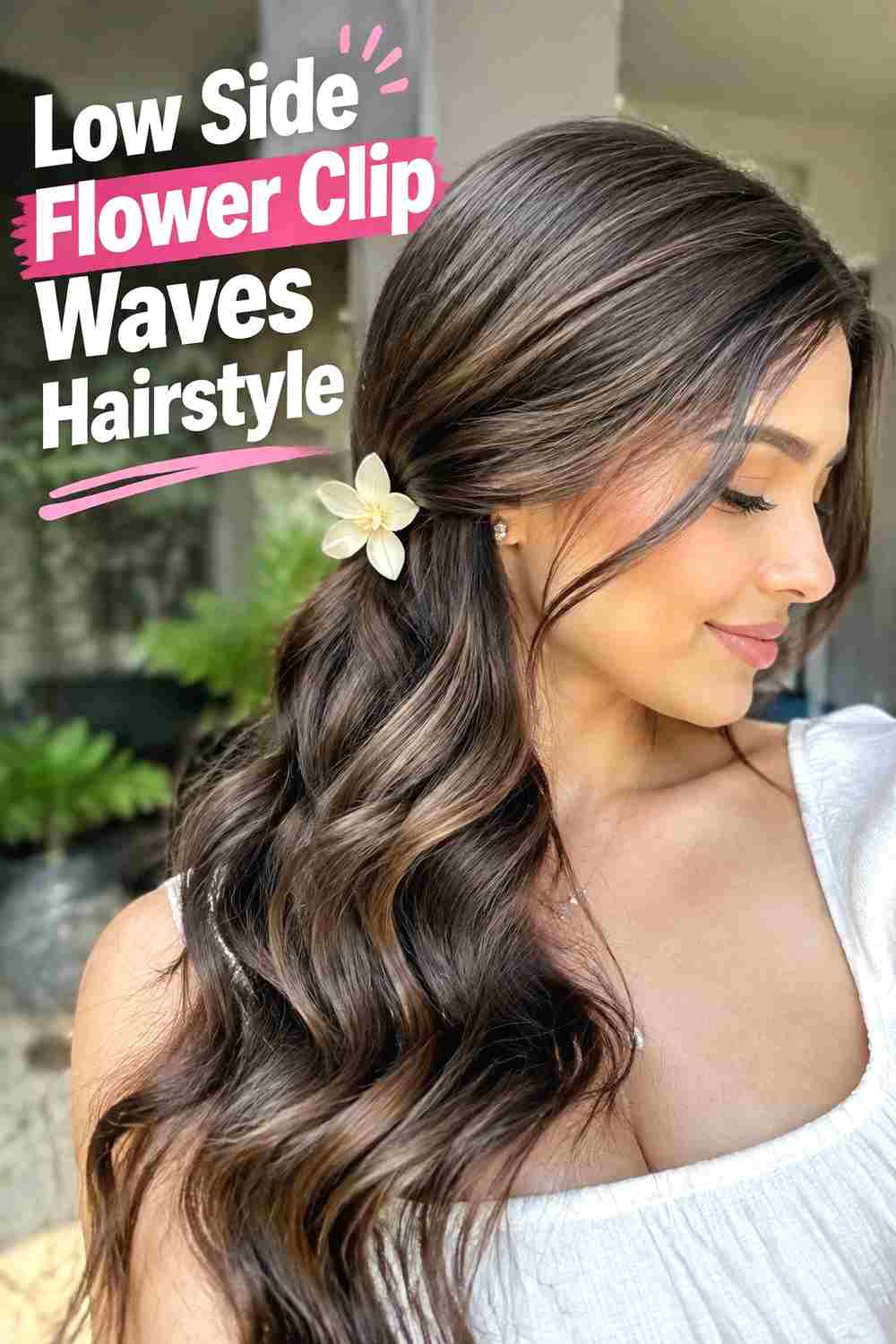 17. Low Side Flower Clip Waves Hairstyle