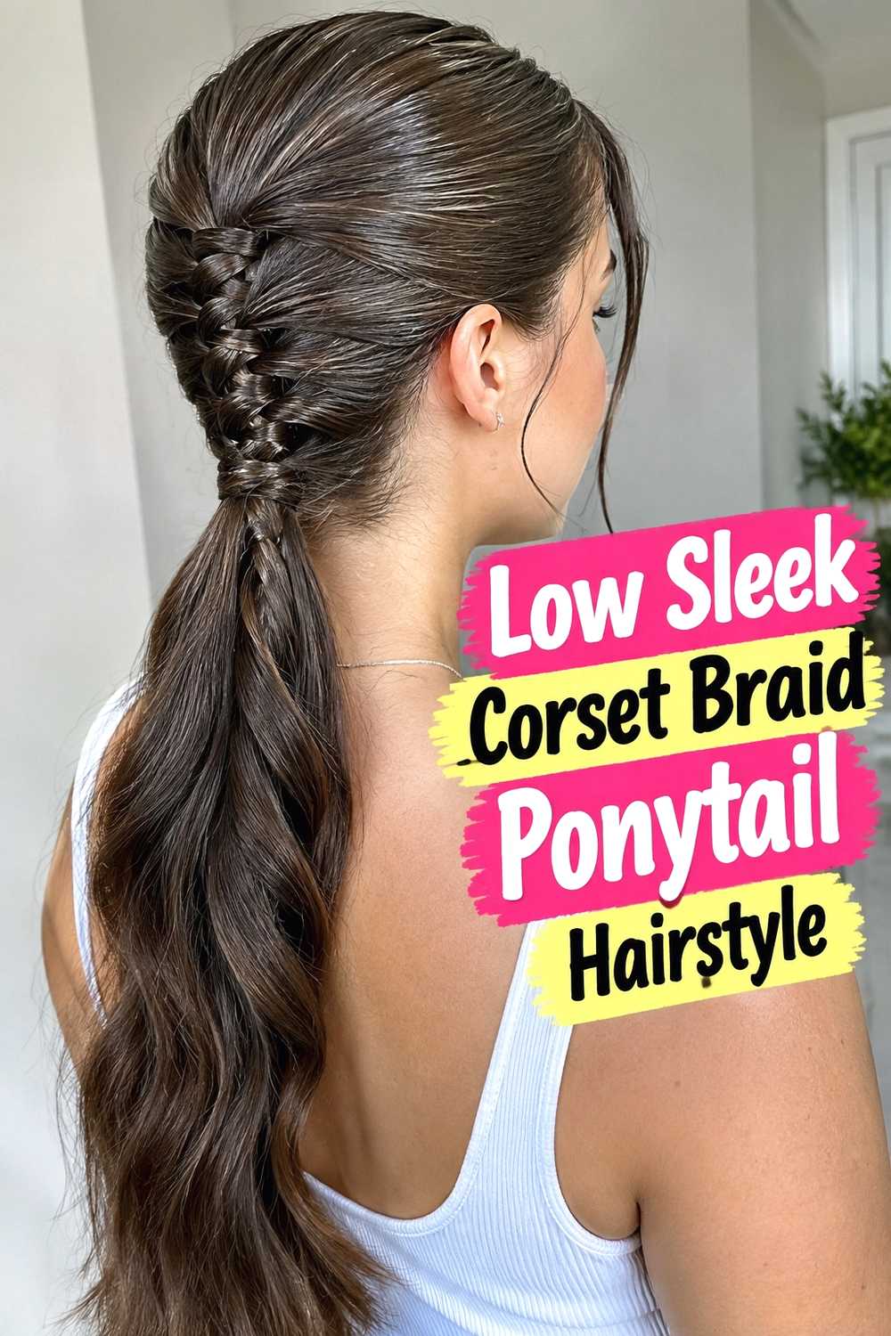 3. Low Sleek Corset Braid Ponytail Hairstyle