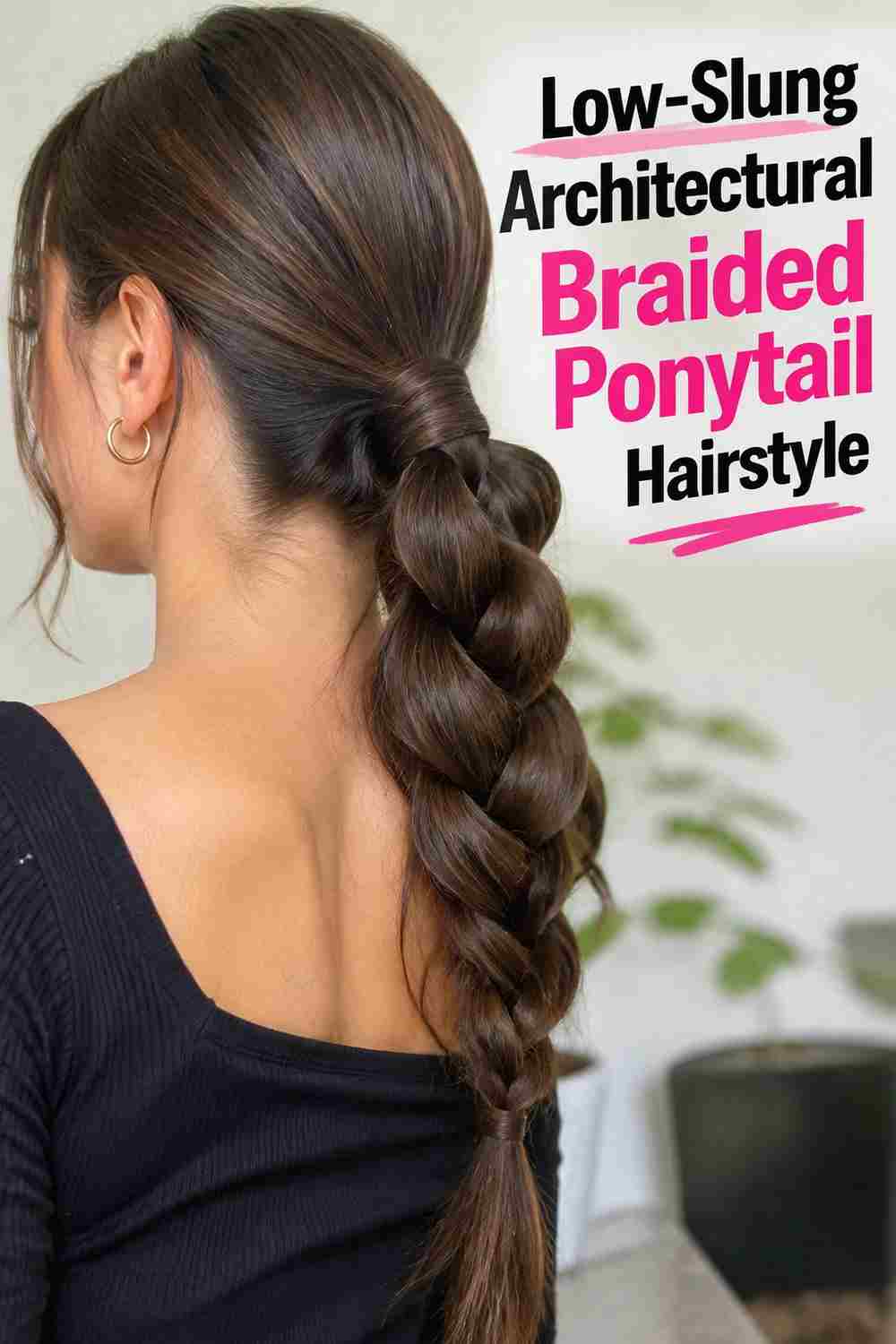 18. Low Slung Architectural Braided Ponytail Hairstyle