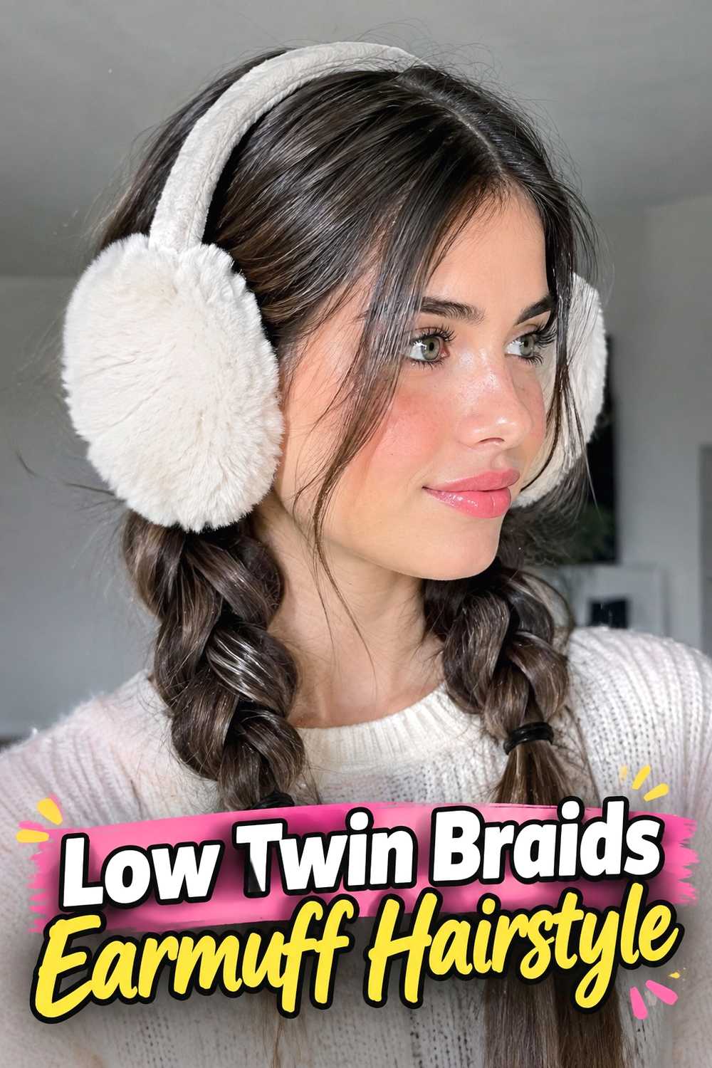 12. Low Twin Braids Earmuff Hairstyle