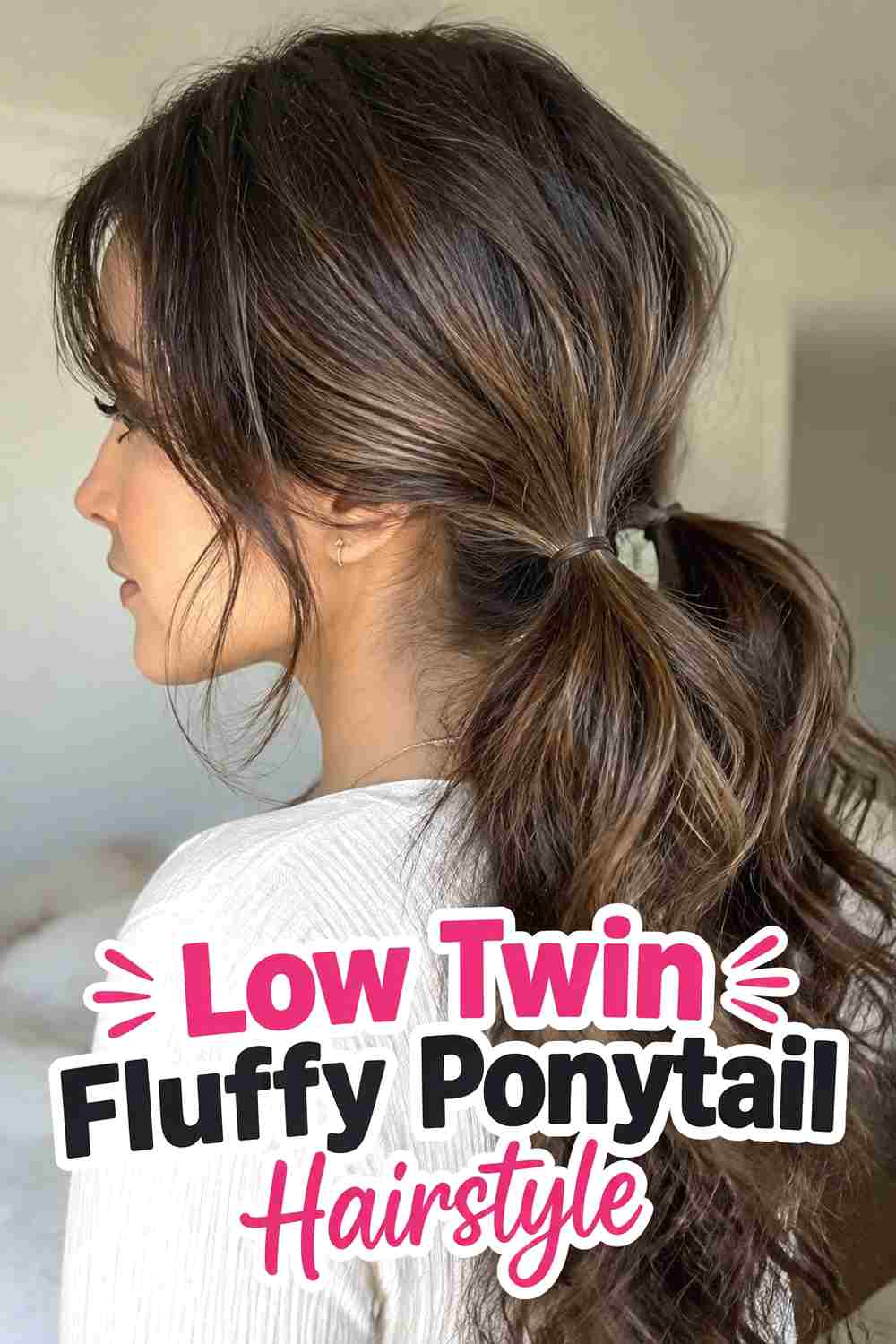 2. Low Twin Fluffy Ponytail Hairstyle