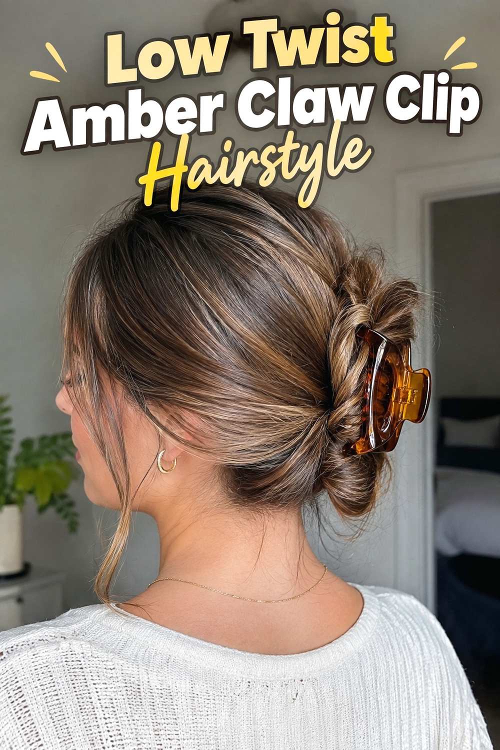 3. Low Twist Amber Claw Clip Hairstyle