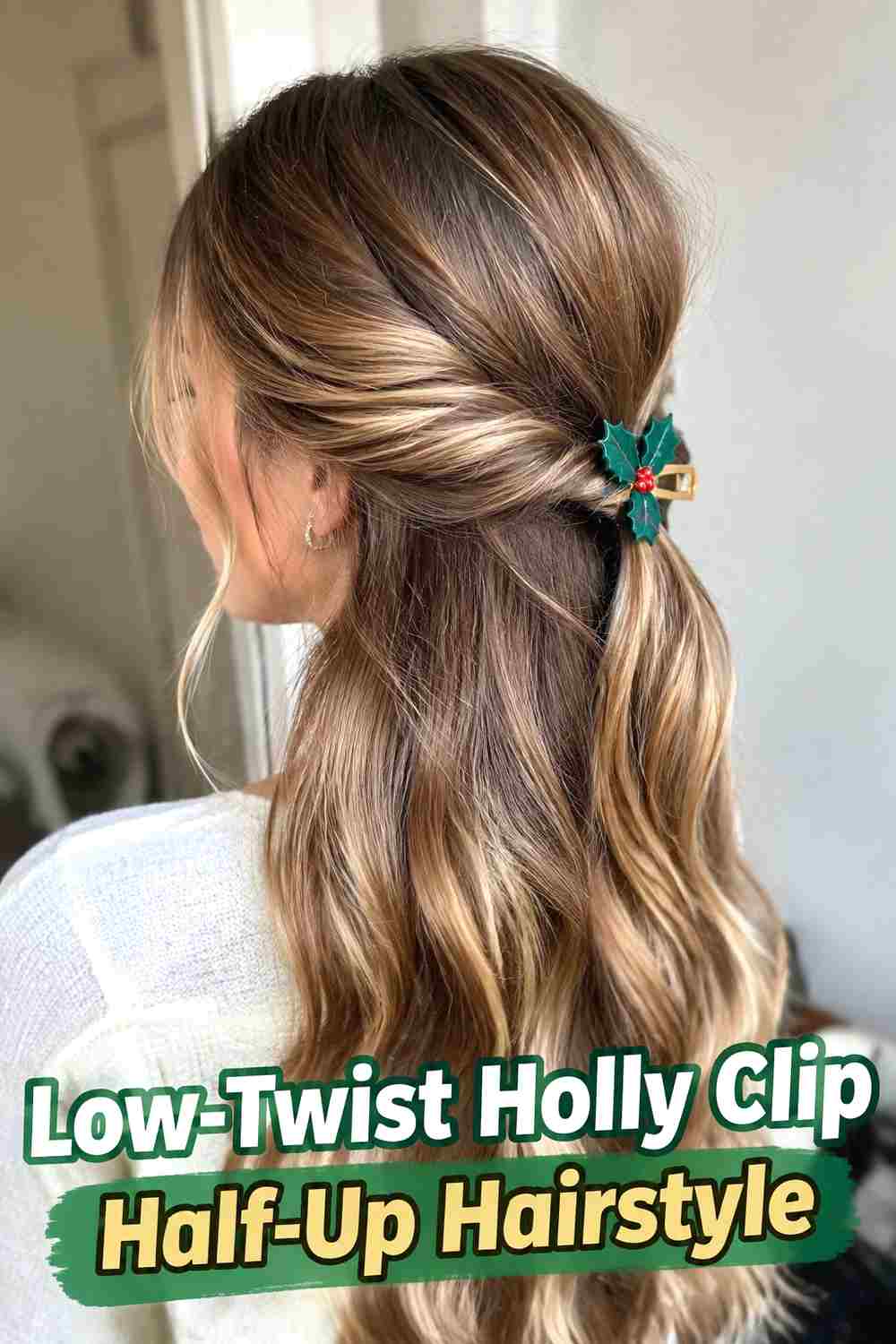 7. Low Twist Holly Clip Half Up Hairstyle