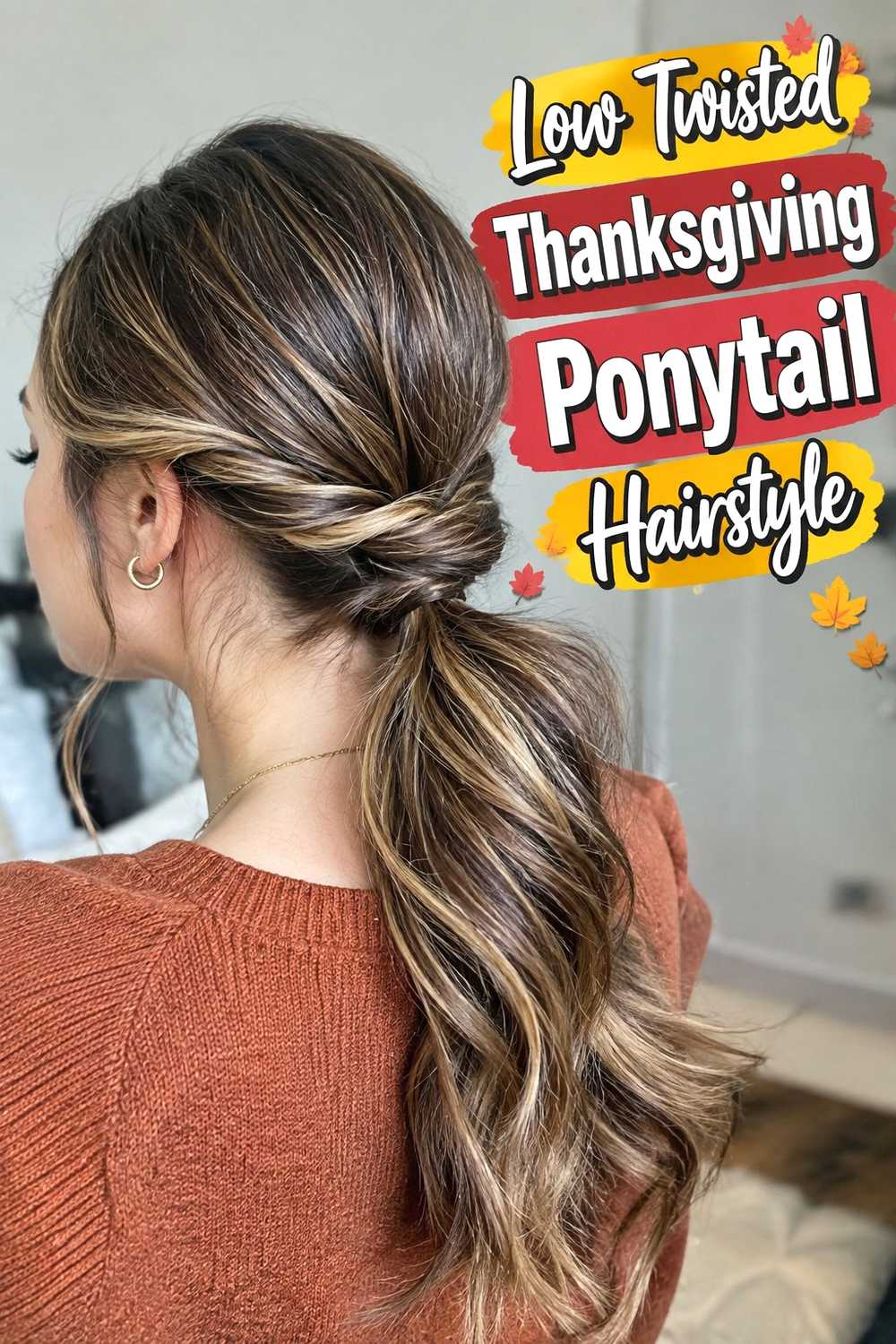 3. Low Twisted Thanksgiving Ponytail Hairstyle