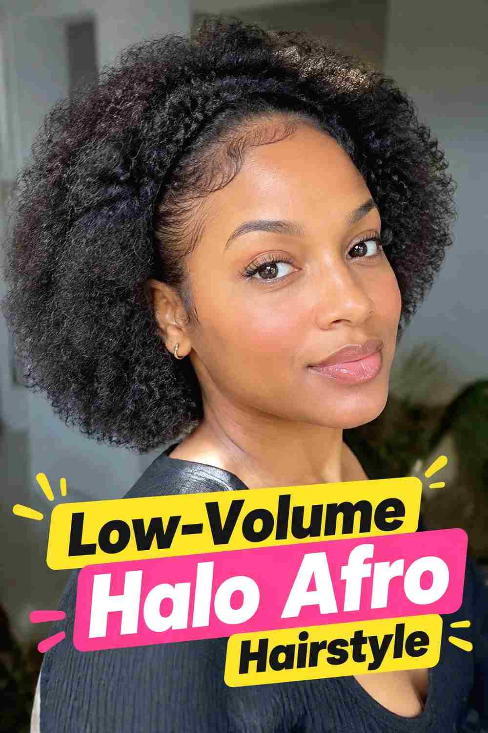 16. Low Volume Halo Afro Hairstyle