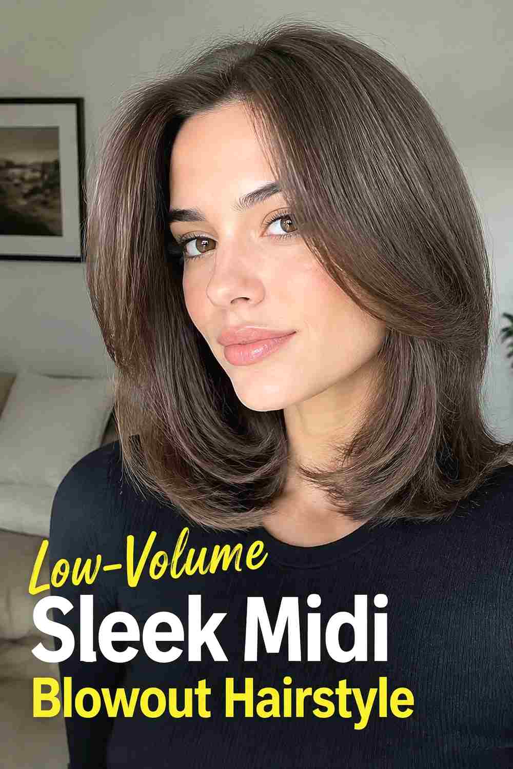 10. Low Volume Sleek Midi Blowout Hairstyle
