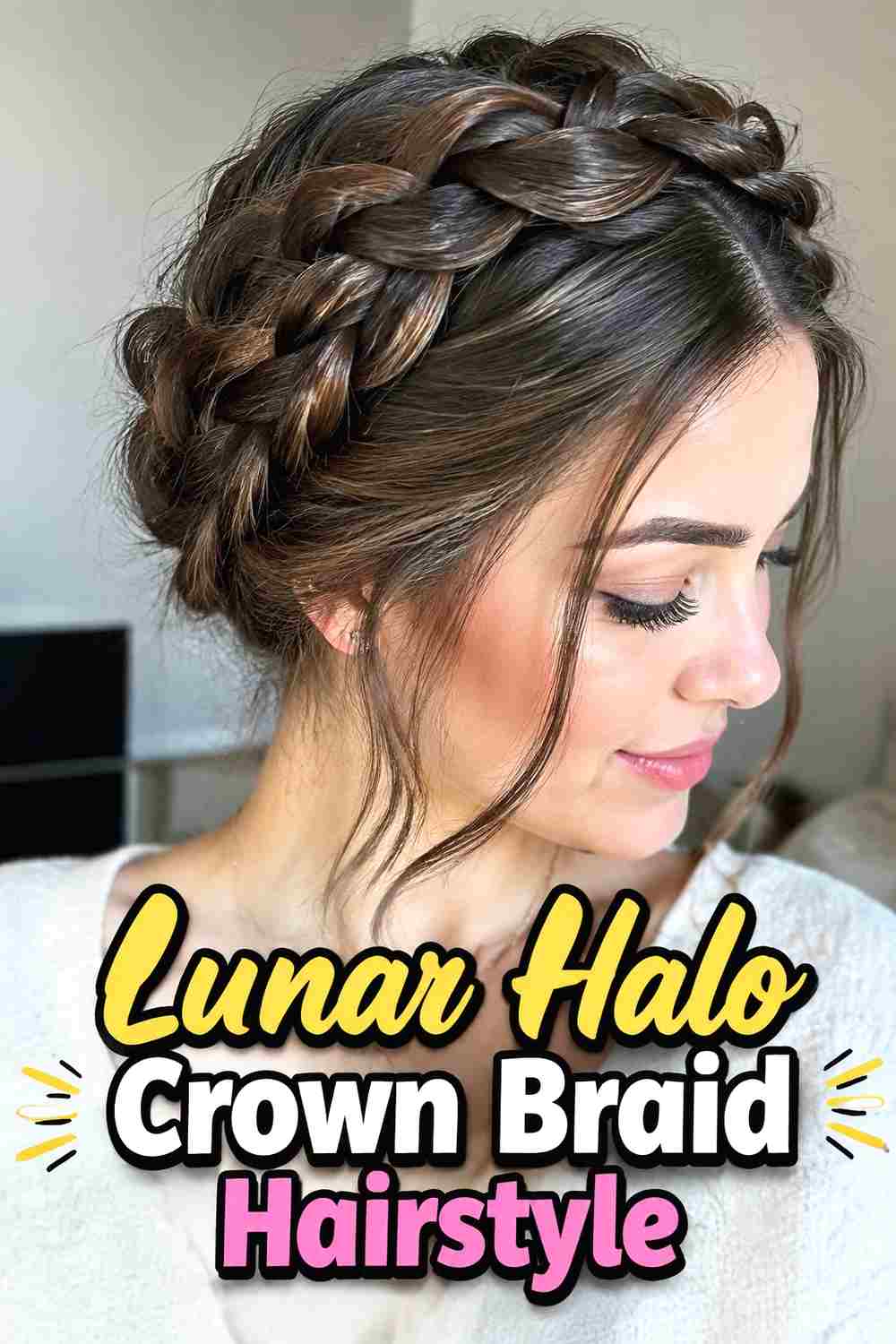 3. Lunar Halo Crown Braid Hairstyle
