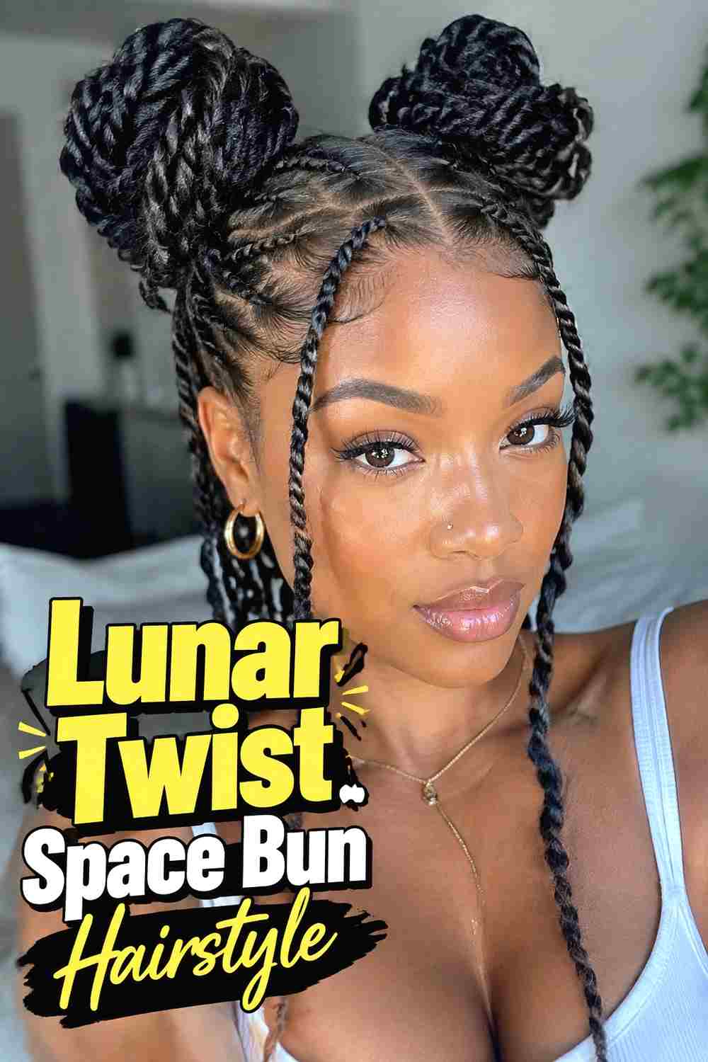 12. Lunar Twist Space Bun Hairstyle