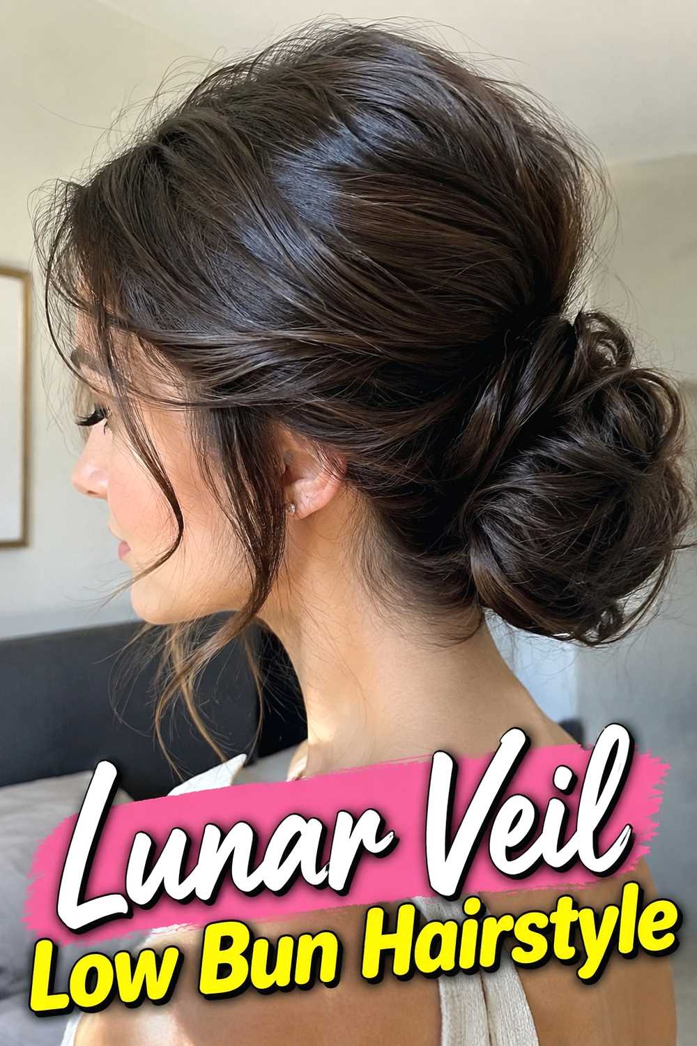 12. Lunar Veil Low Bun Hairstyle