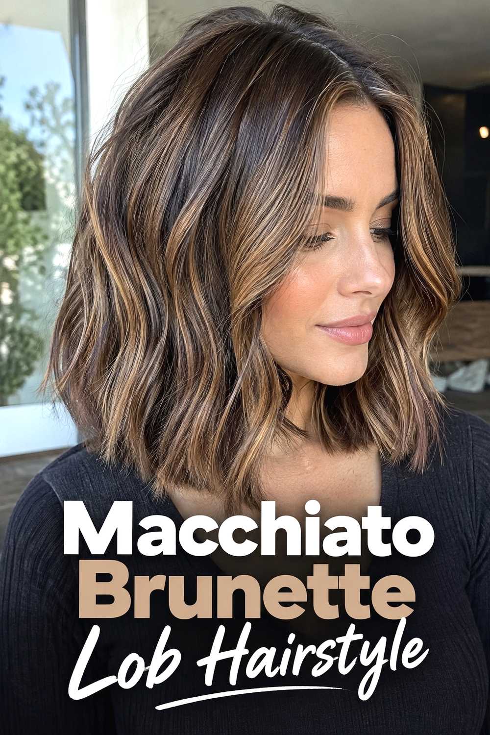 11. Macchiato Brunette Lob Hairstyle