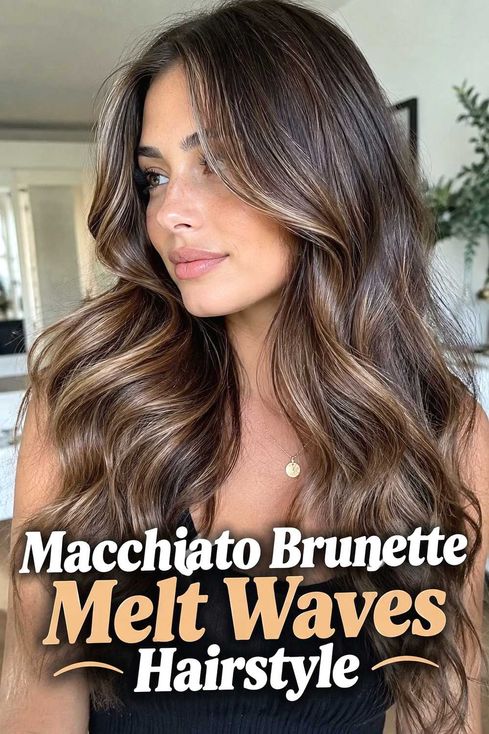 17. Macchiato Brunette Melt Waves Hairstyle