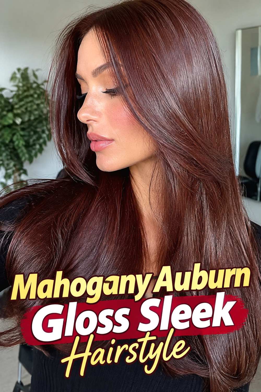 Mahogany Auburn Gloss Sleek Hairstyle